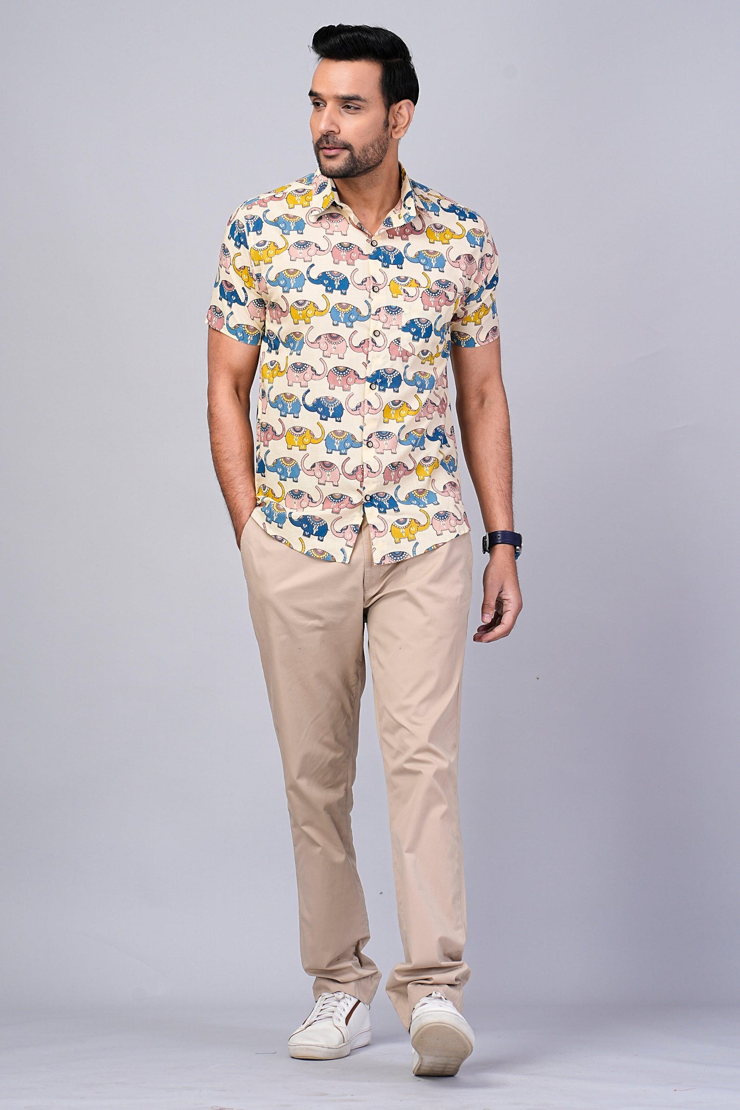 Men's Elephant Printed Half-Sleeves shirts