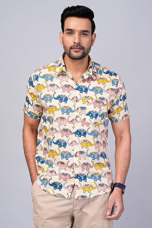 Men's Elephant Printed Half-Sleeves shirts