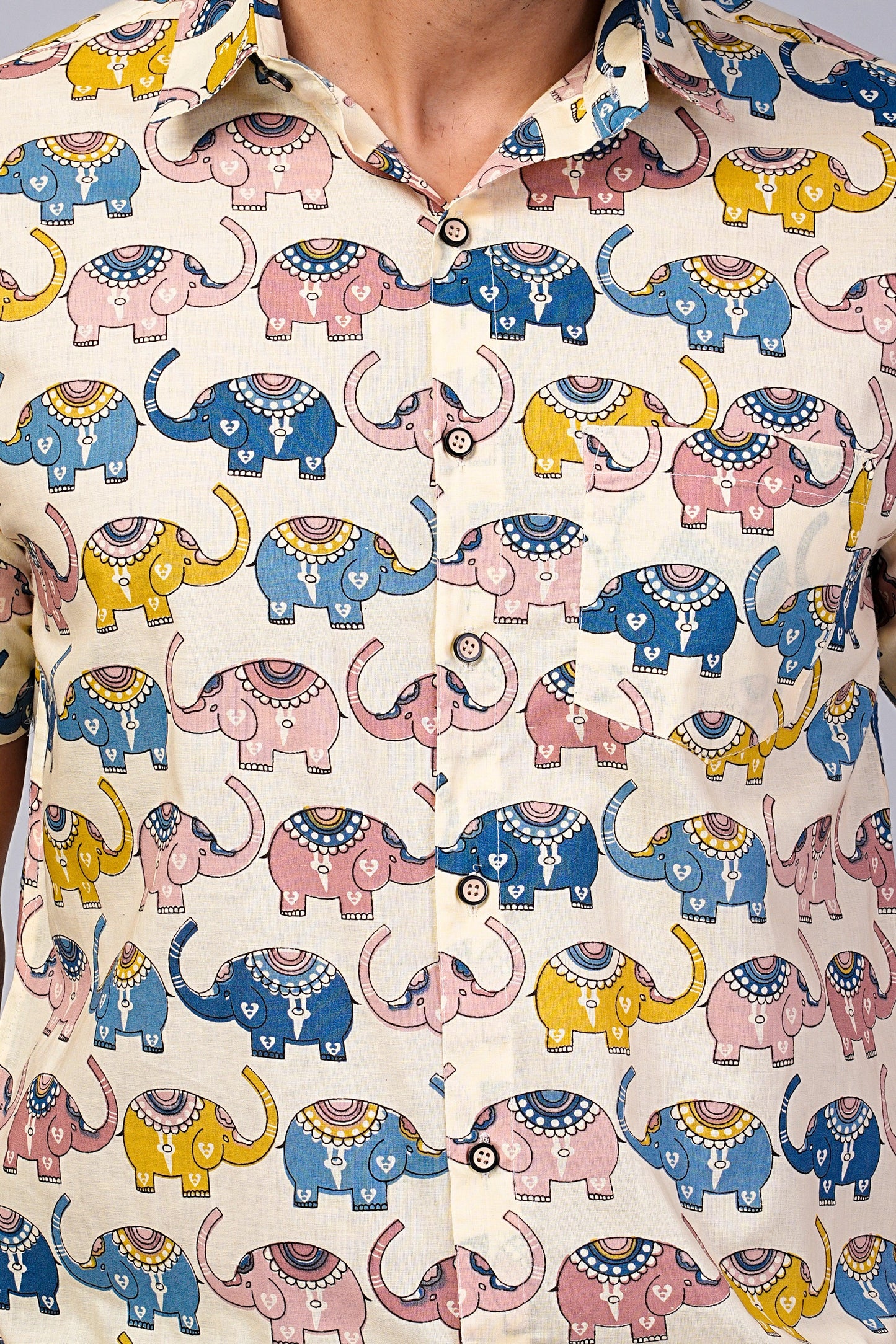 Men's Elephant Printed Half-Sleeves shirts
