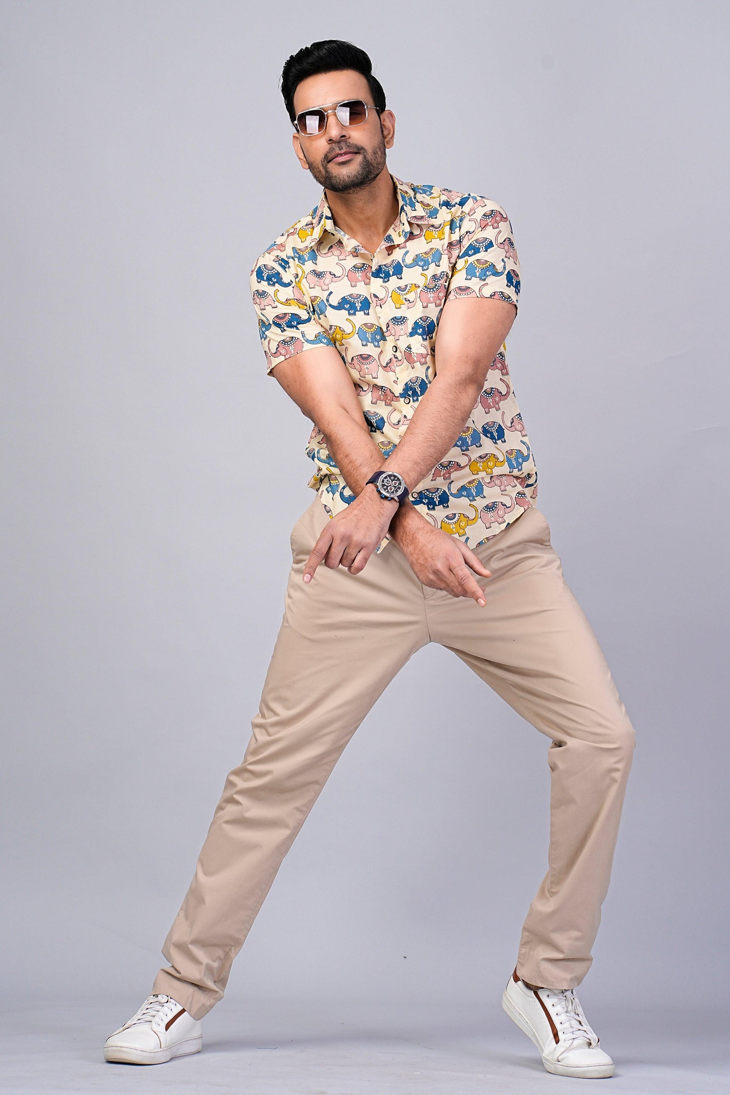 Men's Elephant Printed Half-Sleeves shirts