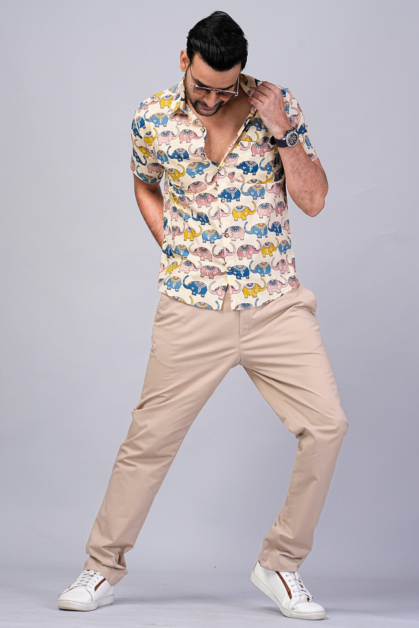 Men's Elephant Printed Half-Sleeves shirts