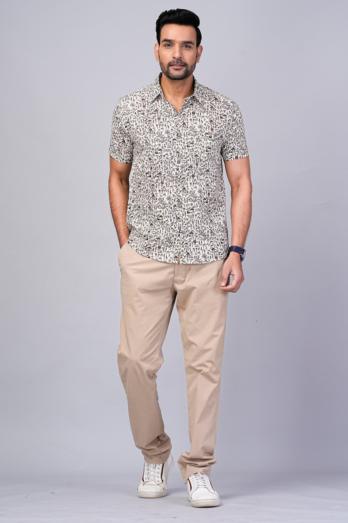 Men's Ethnic Motif Printed Half-Sleeves shirts