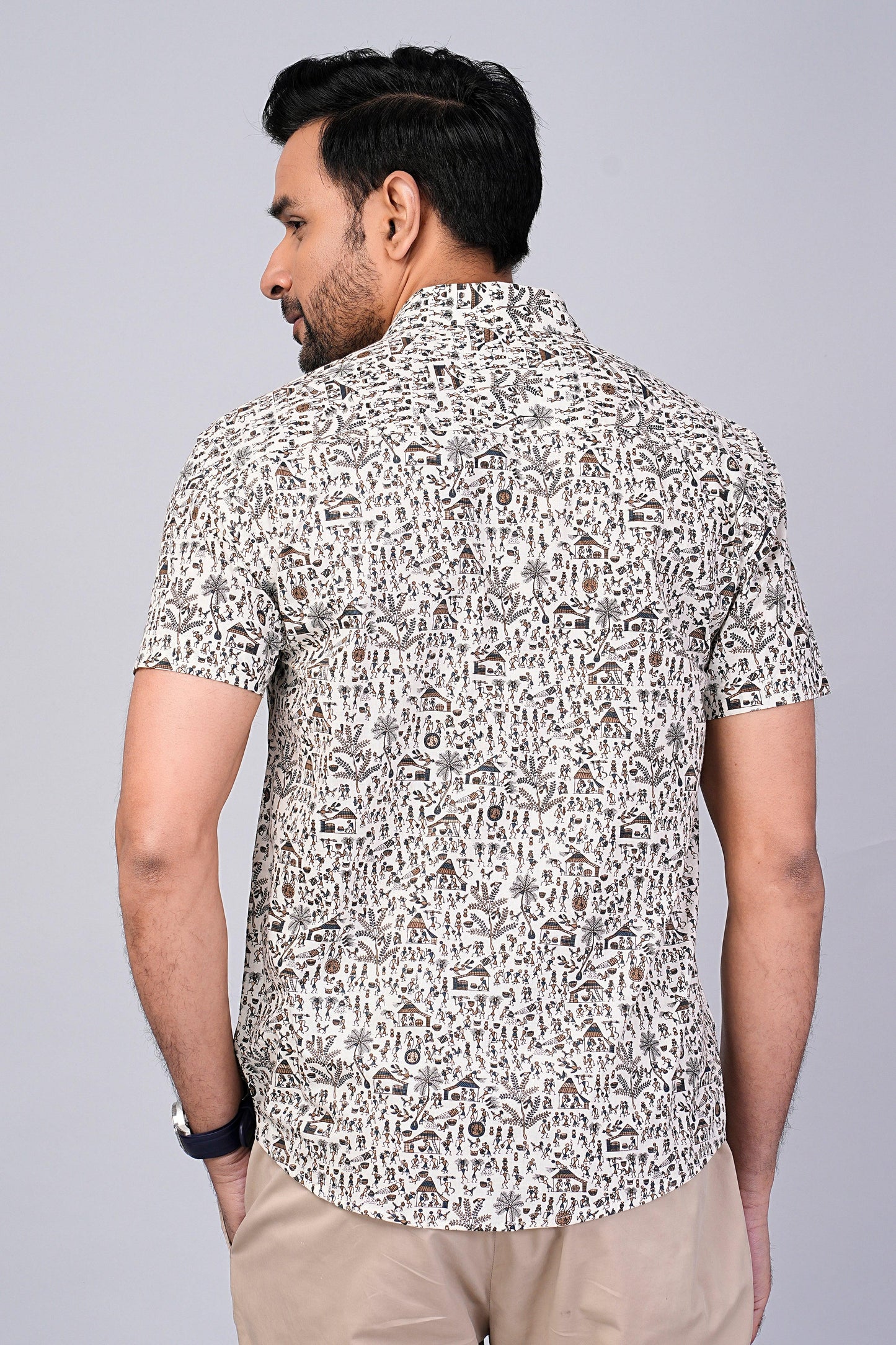 Men's Ethnic Motif Printed Half-Sleeves shirts