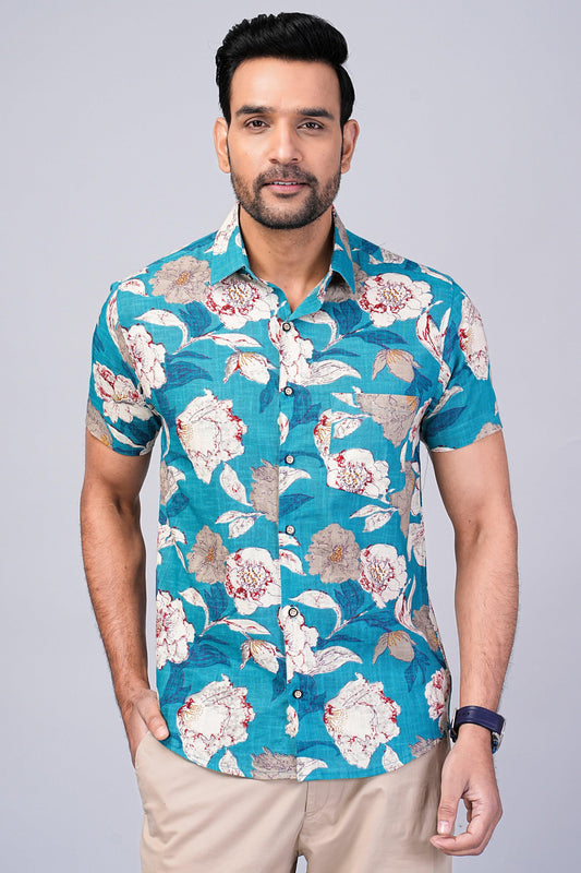 Men's Floral Printed Half-Sleeves shirts