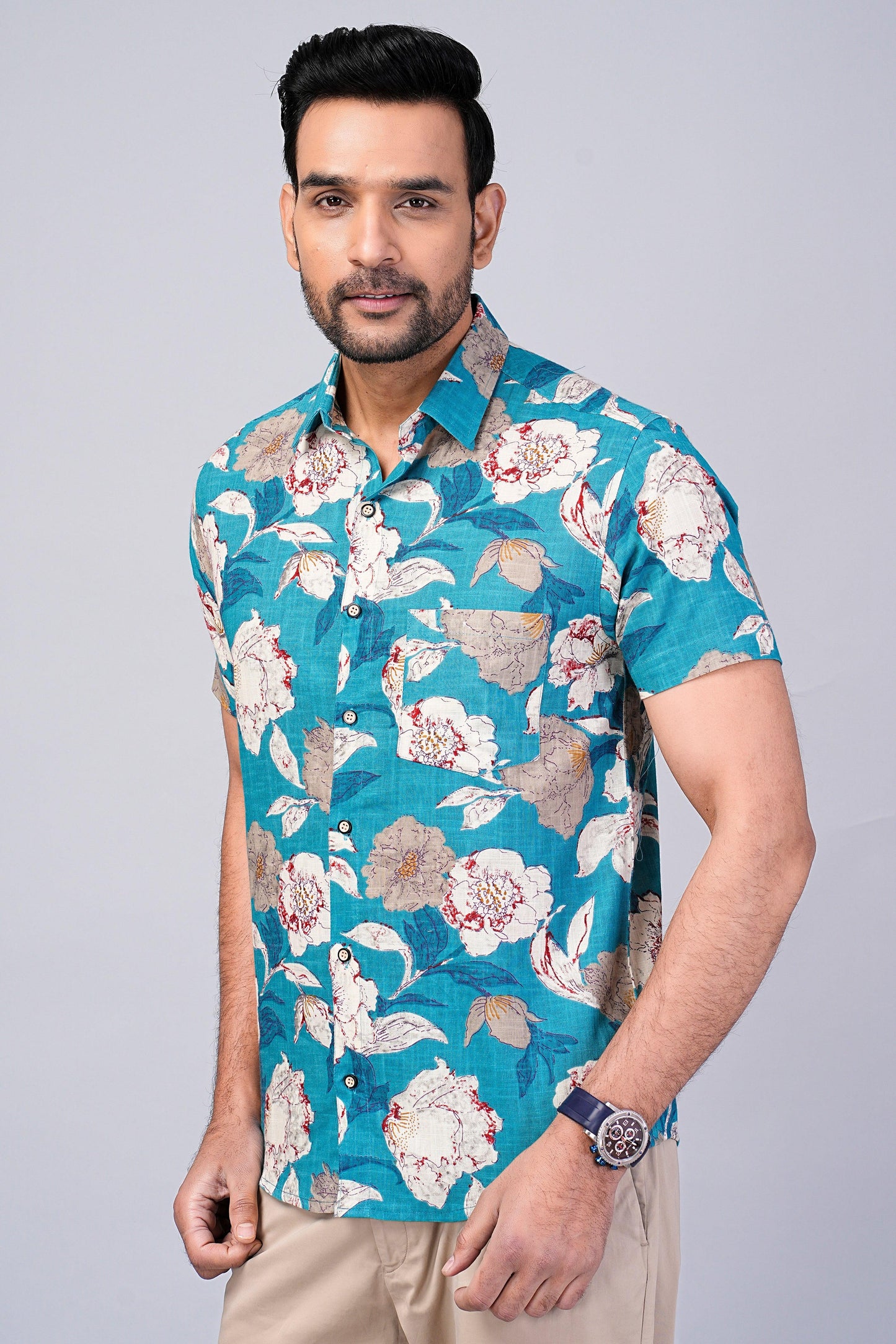 Men's Floral Printed Half-Sleeves shirts