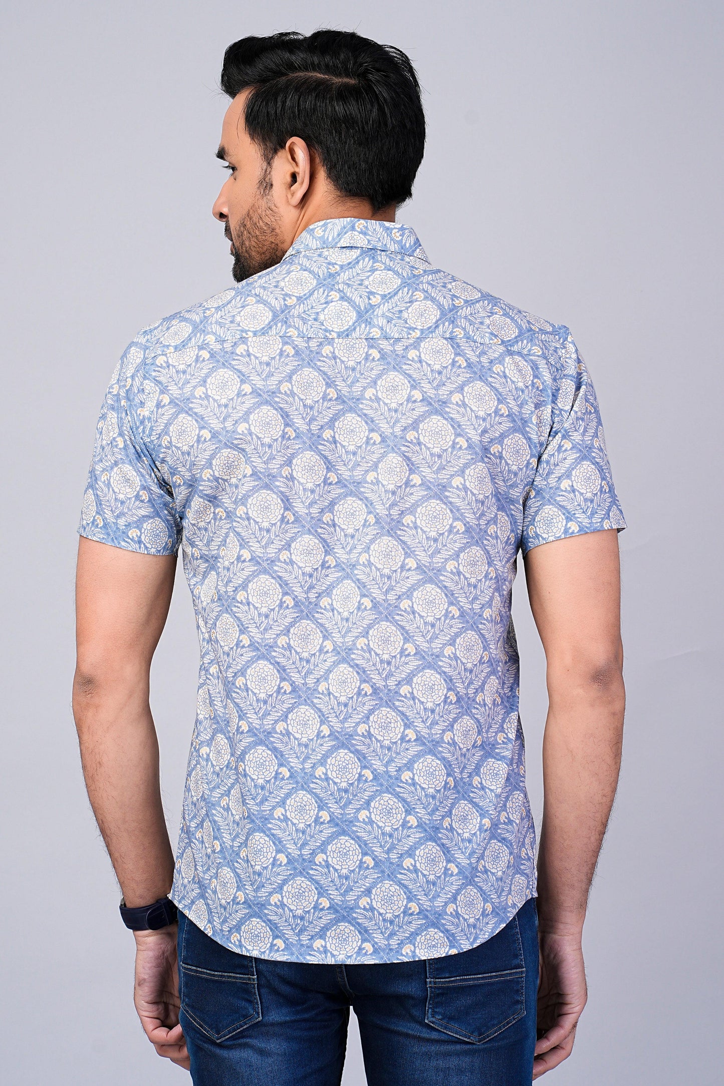 Men's Ethnic Floral Printed Half-Sleeves shirts