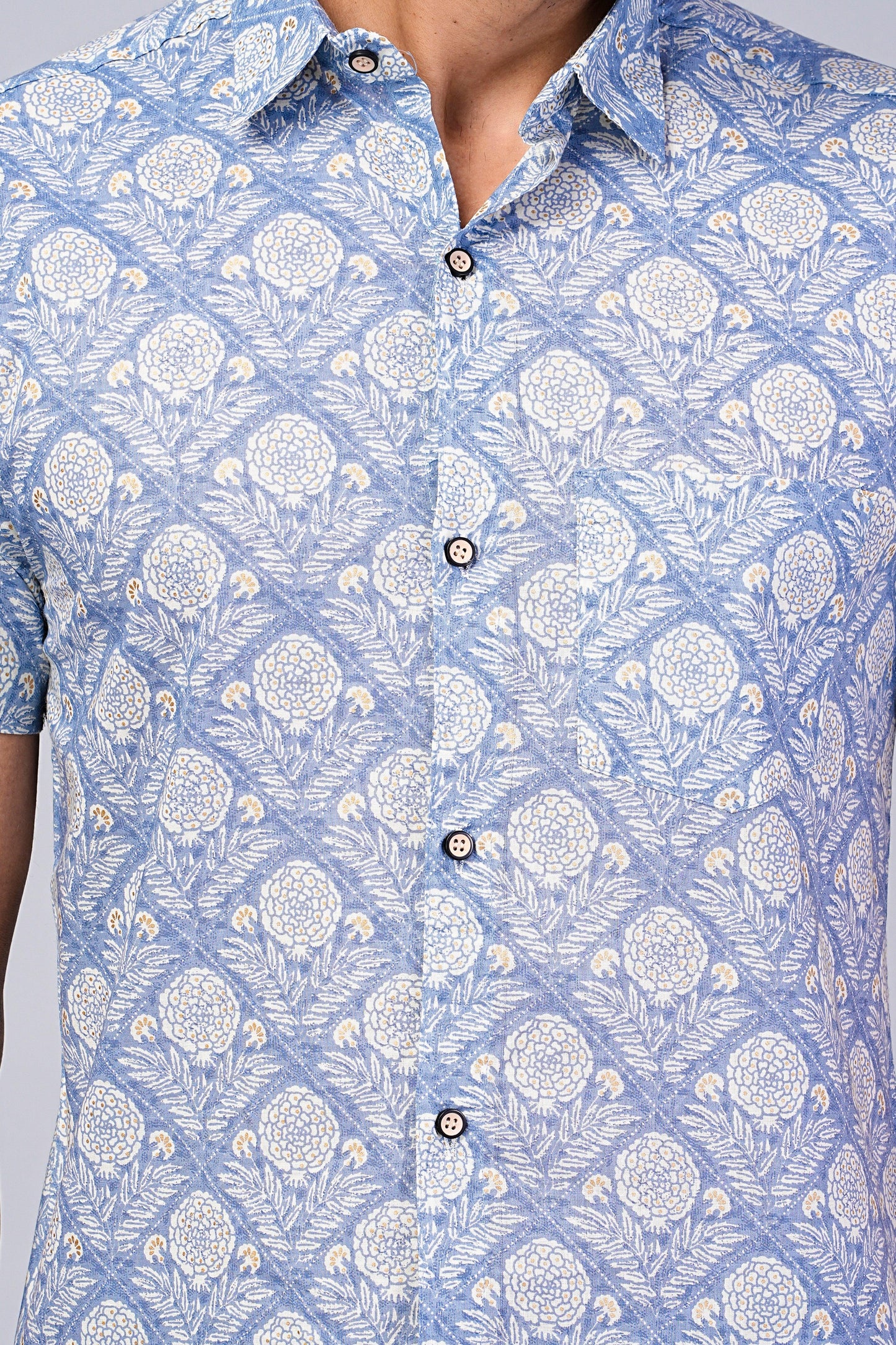 Men's Ethnic Floral Printed Half-Sleeves shirts
