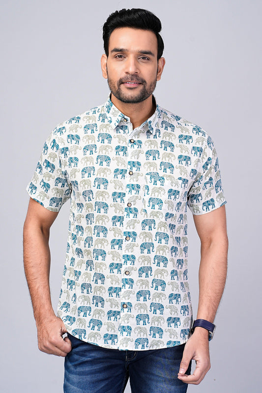 Men's Elephant Printed Half-Sleeves shirts