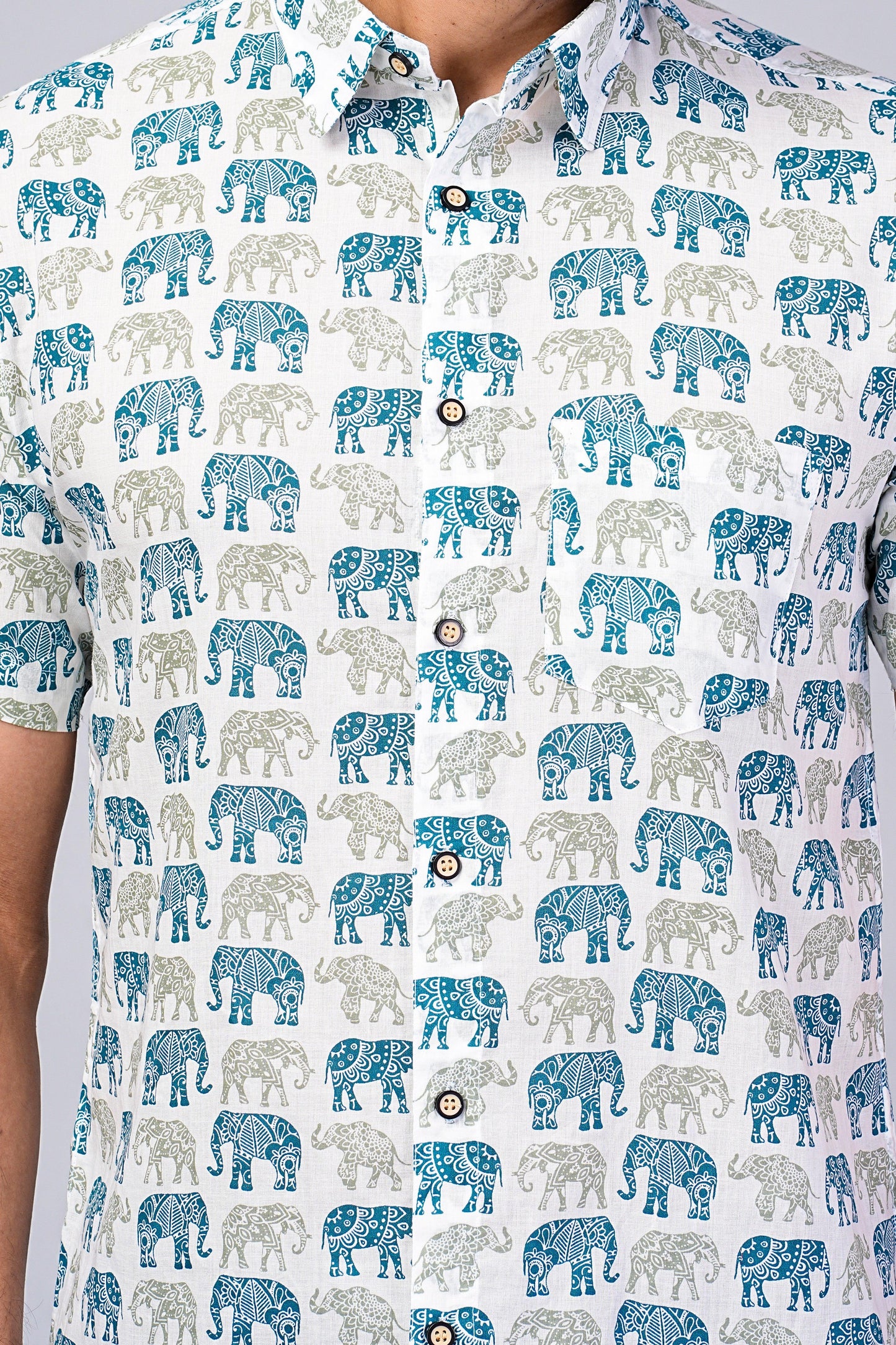 Men's Elephant Printed Half-Sleeves shirts