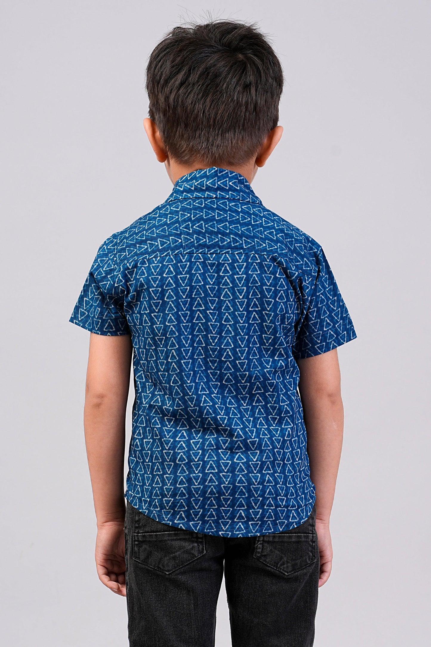 Boy's Indigo Printed Half-Sleeves Shirts