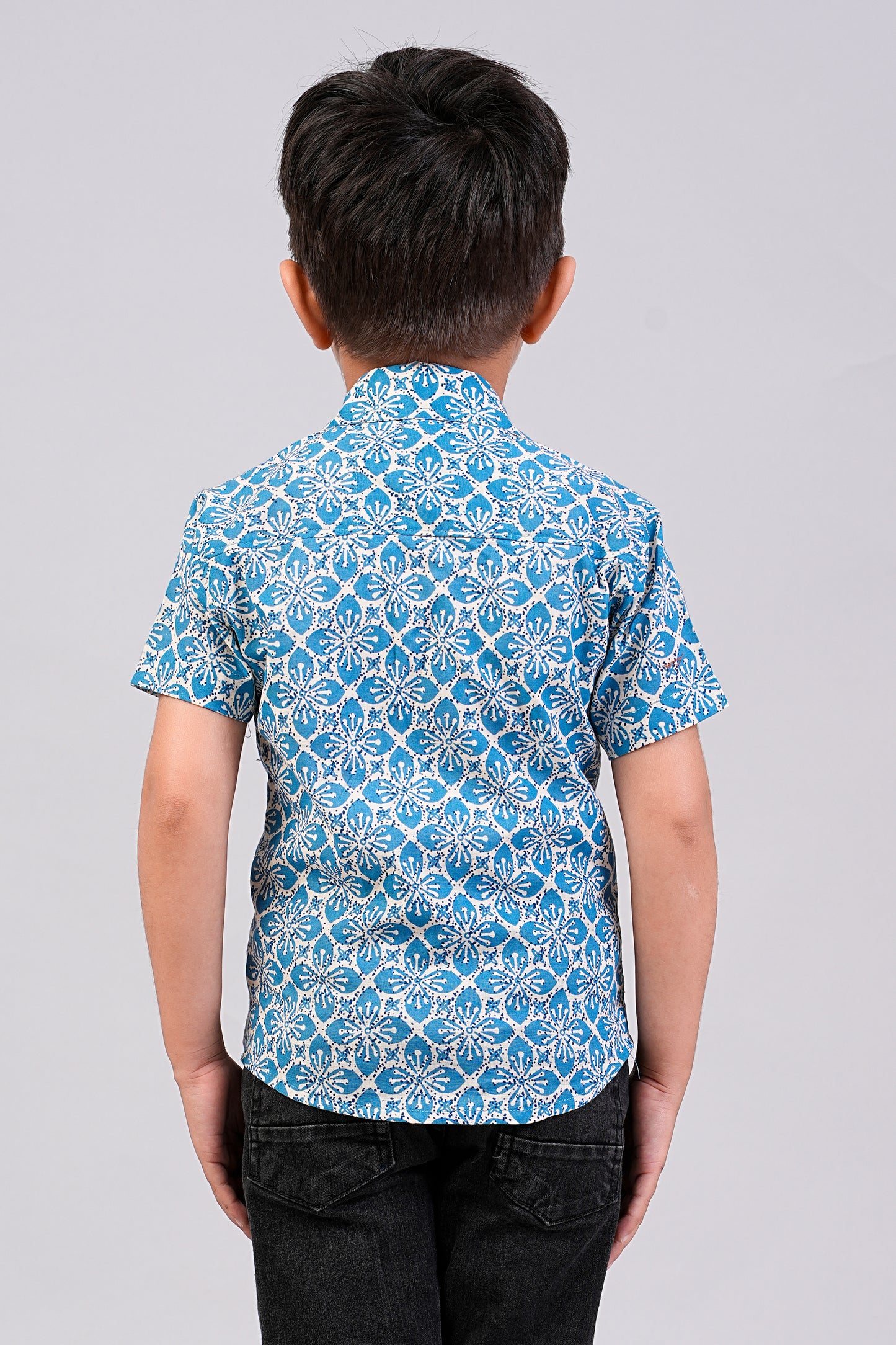 Boy's Geometry Printed Half-Sleeves Shirts