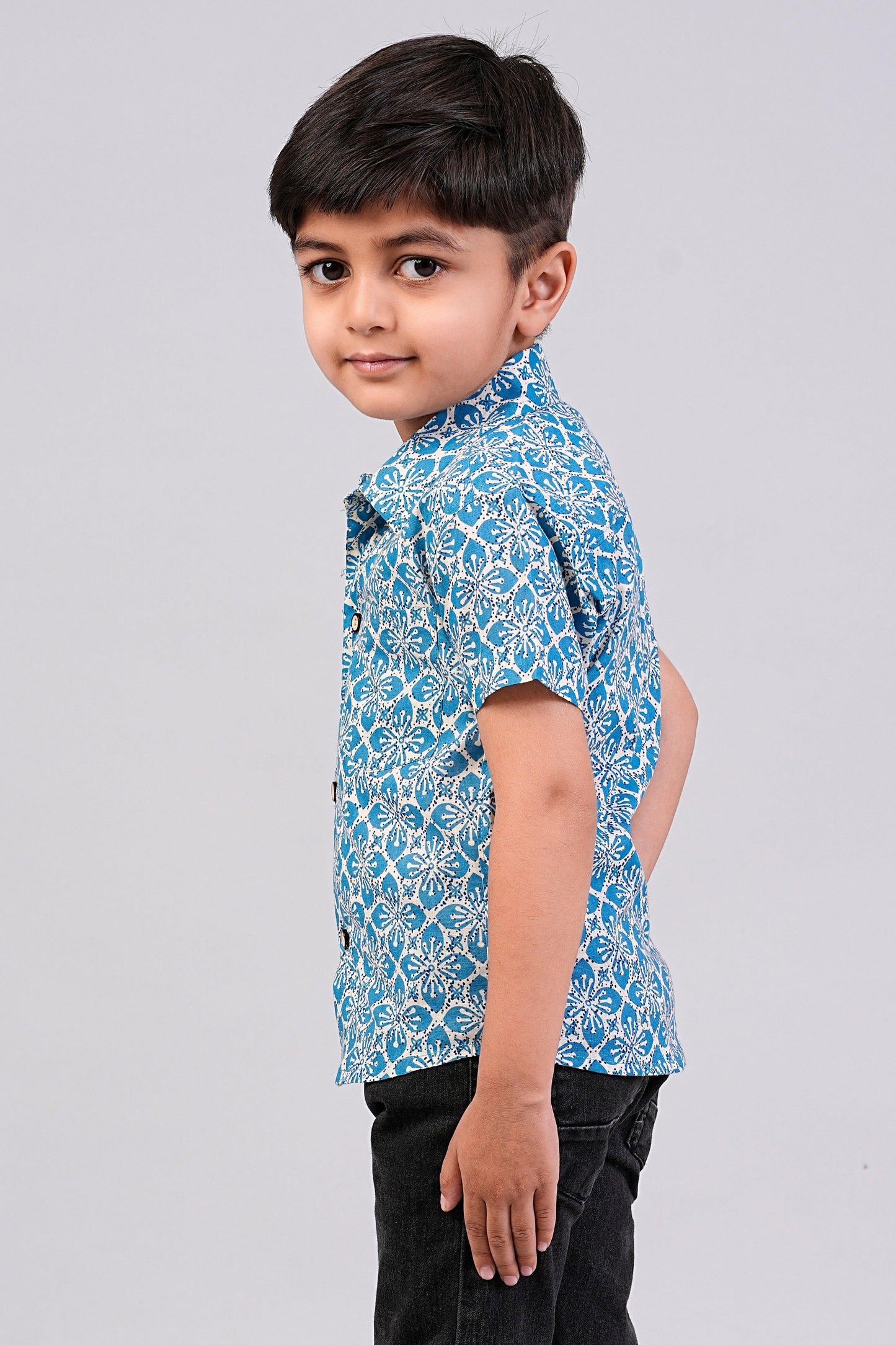 Boy's Geometry Printed Half-Sleeves Shirts