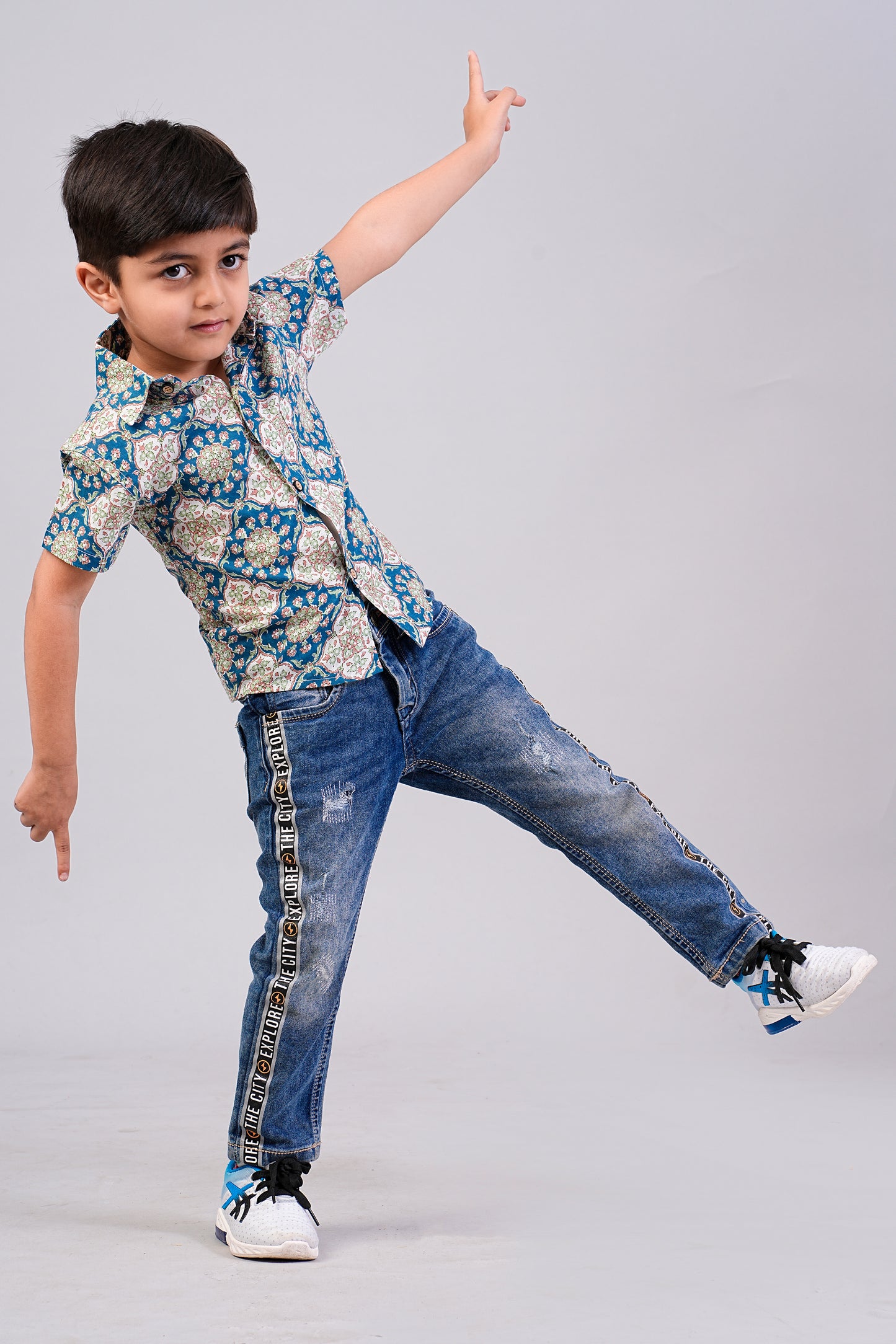 Boy's Ajrakh Printed Half-Sleeves Shirts