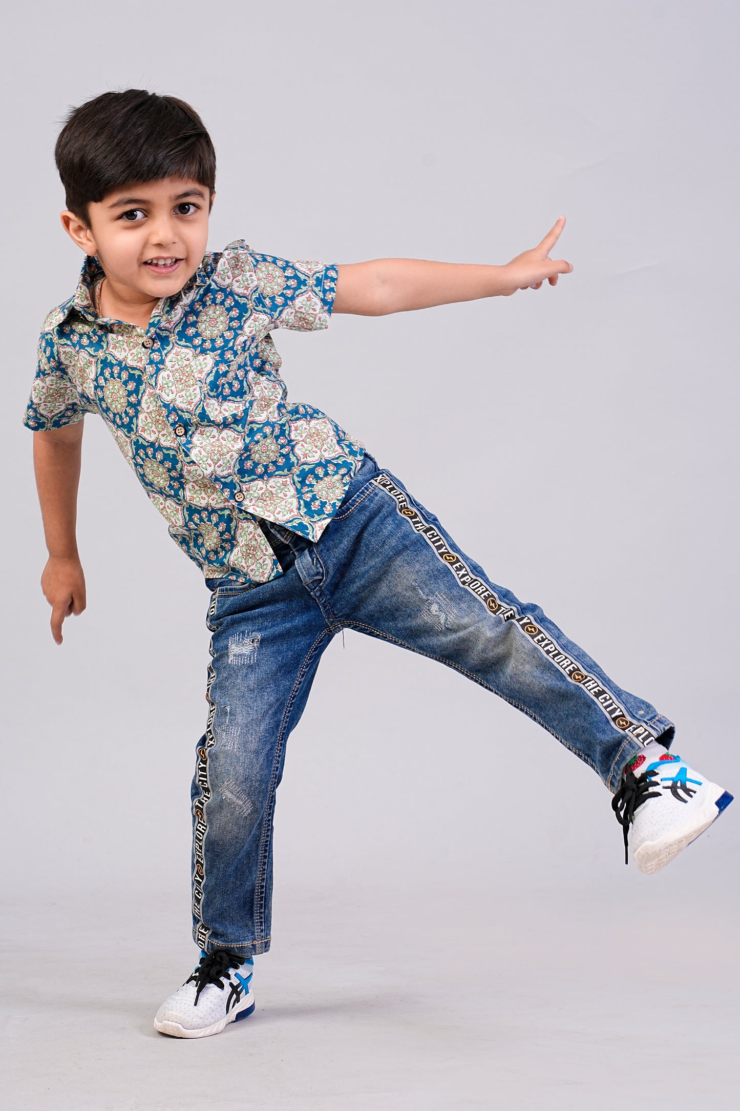 Boy's Ajrakh Printed Half-Sleeves Shirts