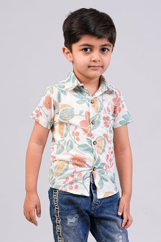 Boy's Multi Floral Printed Half-Sleeves Shirts
