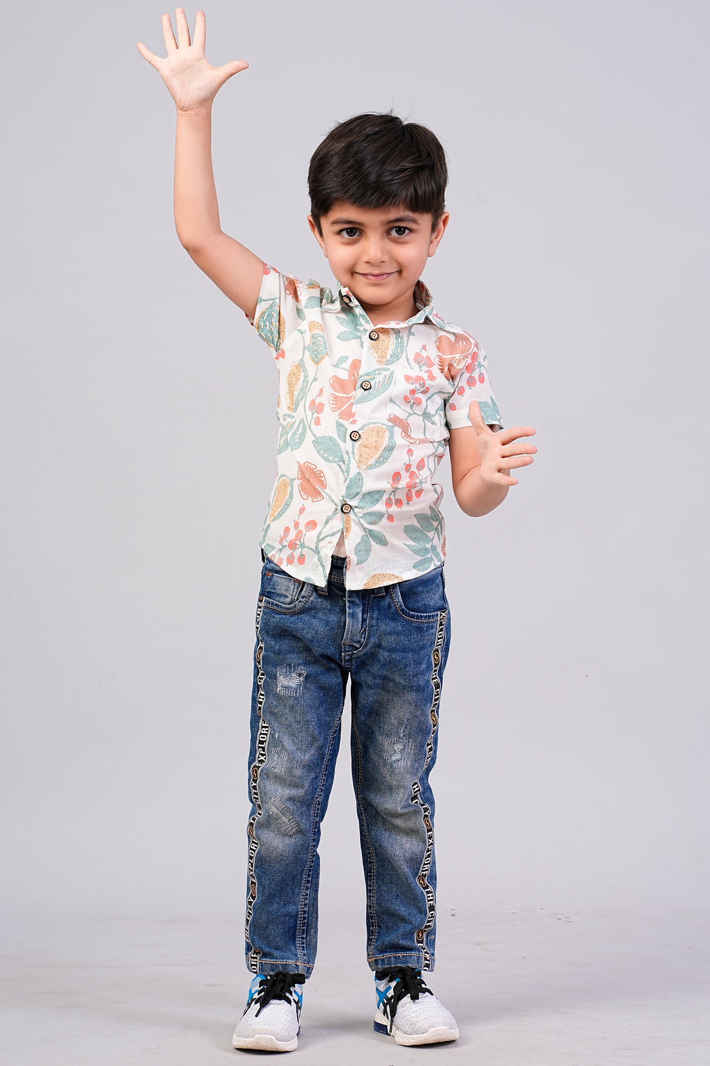 Boy's Multi Floral Printed Half-Sleeves Shirts