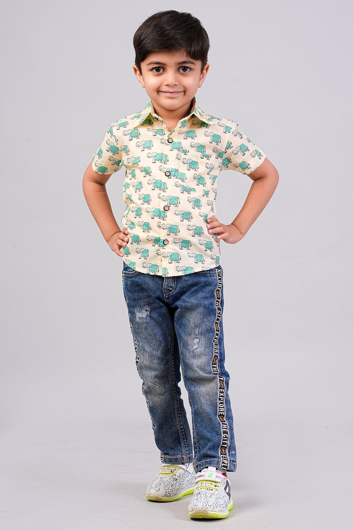Boy's Ethnic Printed Half-Sleeves Shirts