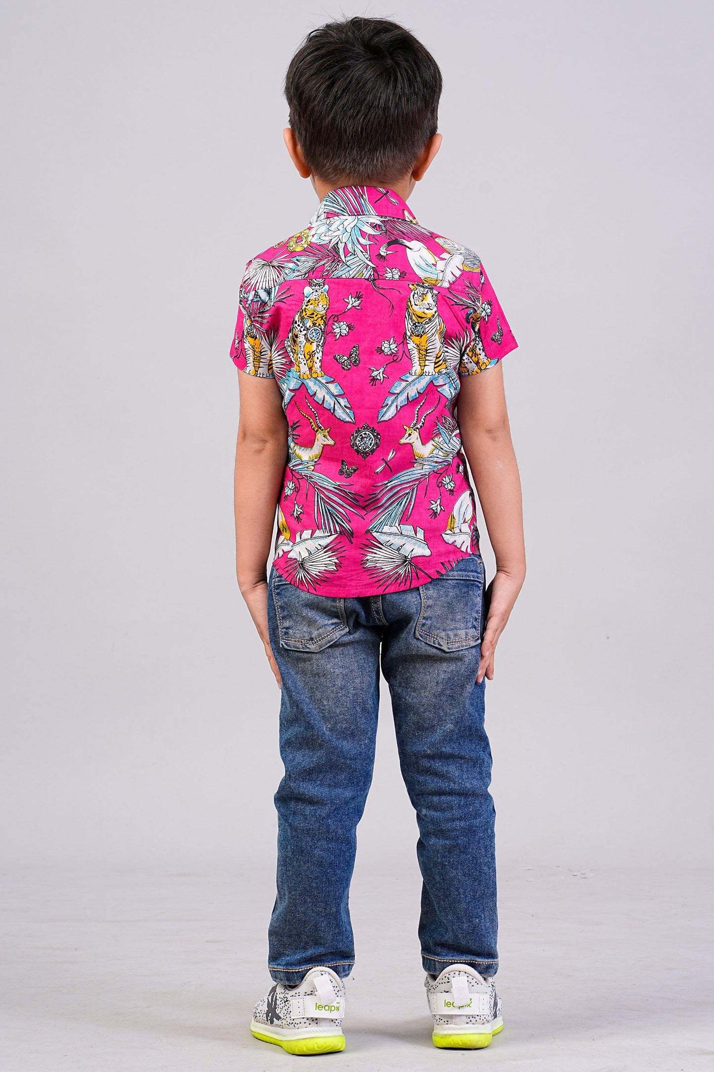 Boy's Jungle Printed Half-Sleeves Shirts