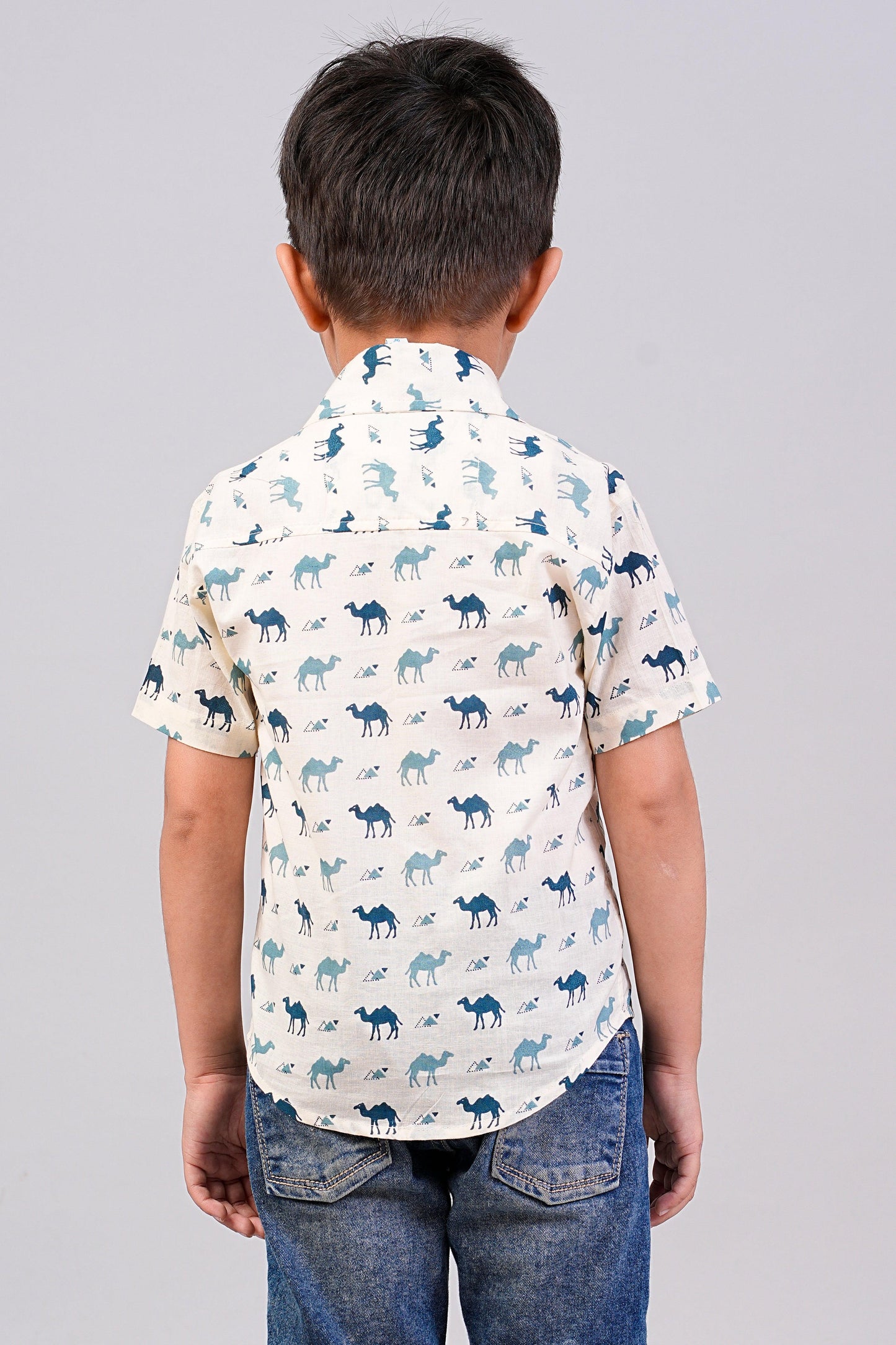 Boy's Camel Printed Half-Sleeves Shirts