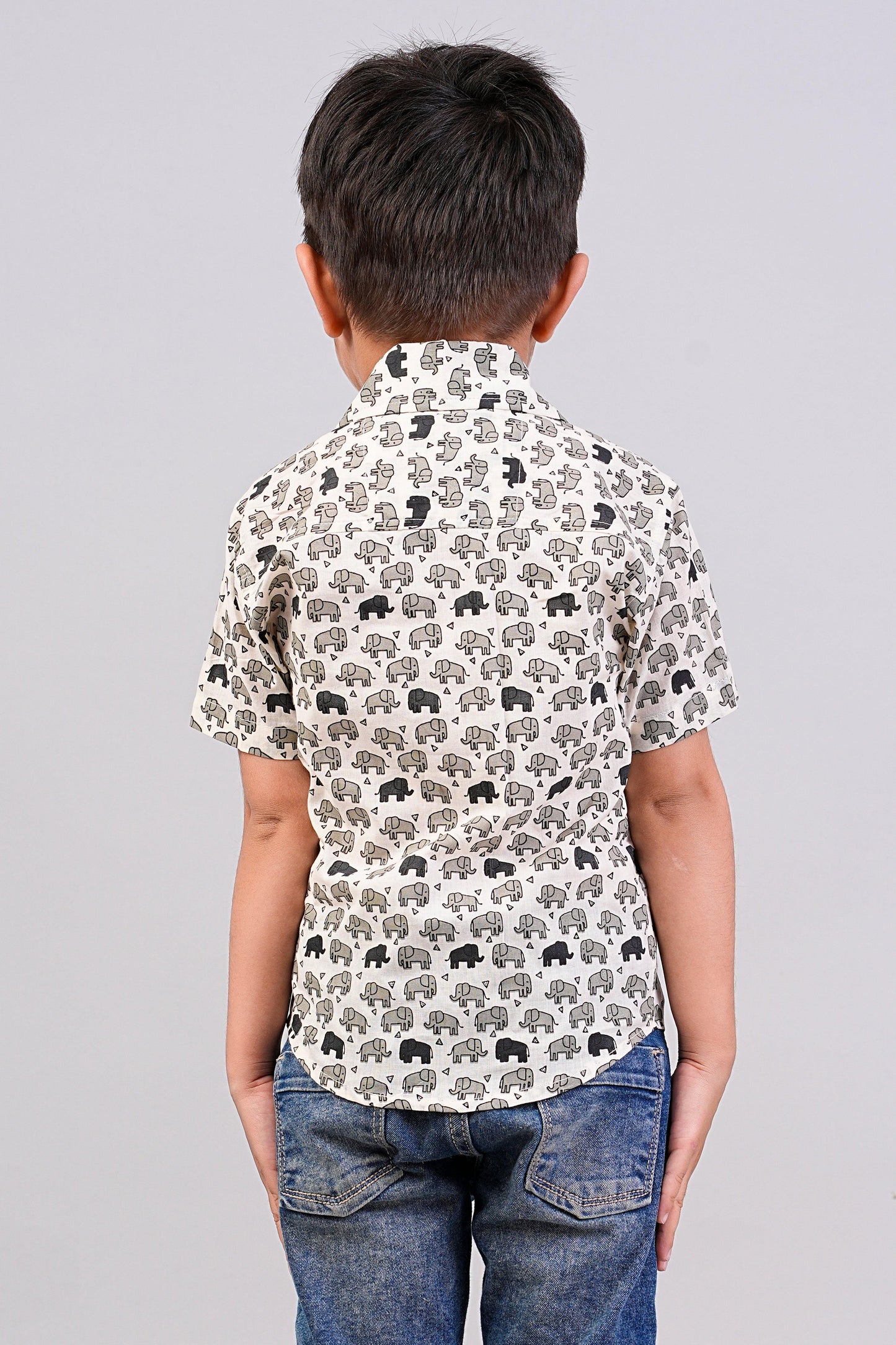 Boy's Camel Printed Half-Sleeves Shirts