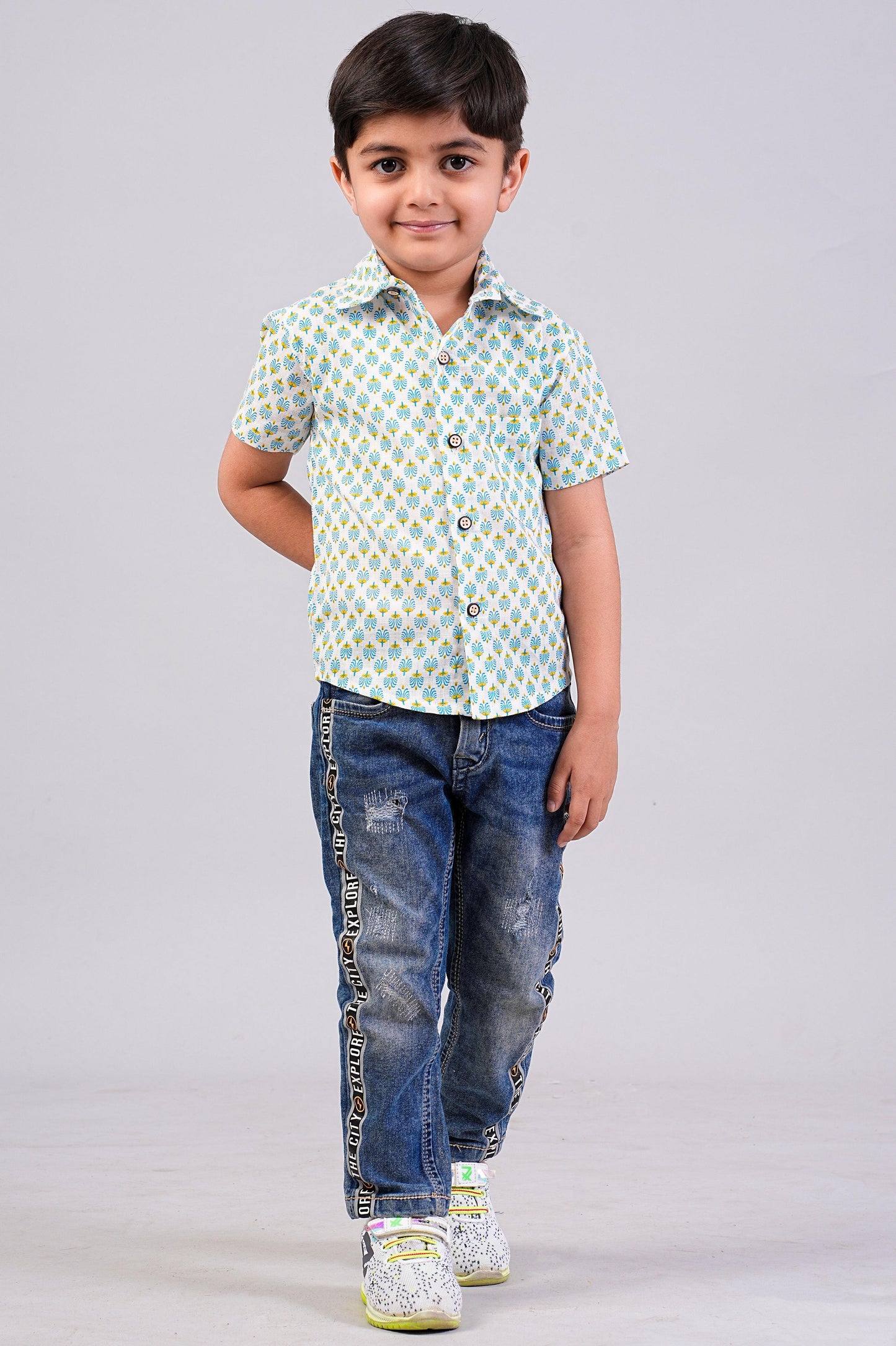 Boy's Buti Printed Half-Sleeves Shirts