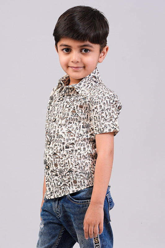 Boy's Ethnic Printed Half-Sleeves Shirts