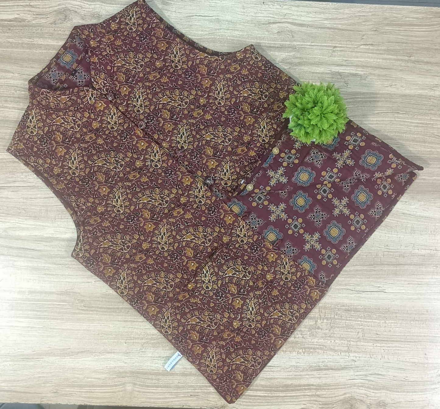 Ajrakh Print Maroon Reversible Jacket for Women