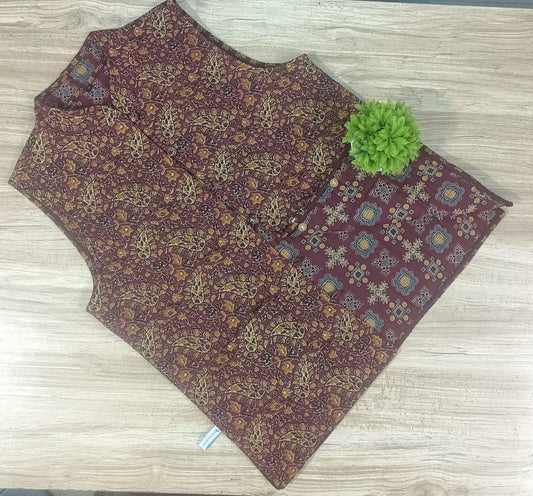 Ajrakh Print Maroon Reversible Jacket for Women