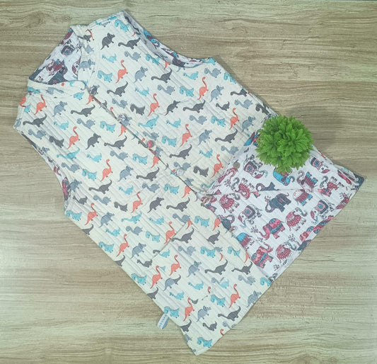 Elephant and Dinosaur Print Reversible Jacket for Women