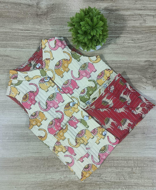 Unisex Reversible Jacket with Elephant and Camel Print