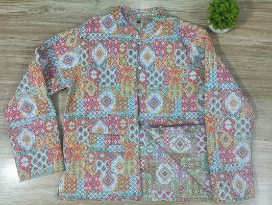 White Color Full Sleeve Reversible Jacket for Women