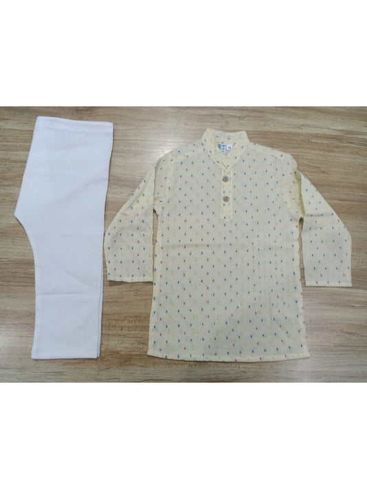 Boy's Cotton Doby Full-Sleeves Kurta & Pyjama Set