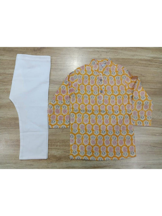 Boy's Printed Full-Sleeves Kurta & Pyjama Set