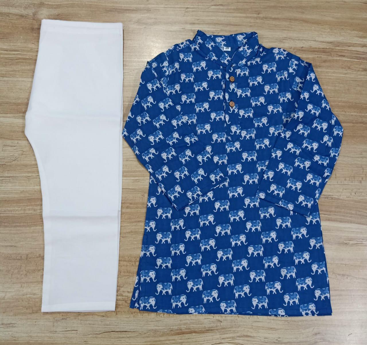 Boy's Printed Full-Sleeves Kurta & Pyjama Set