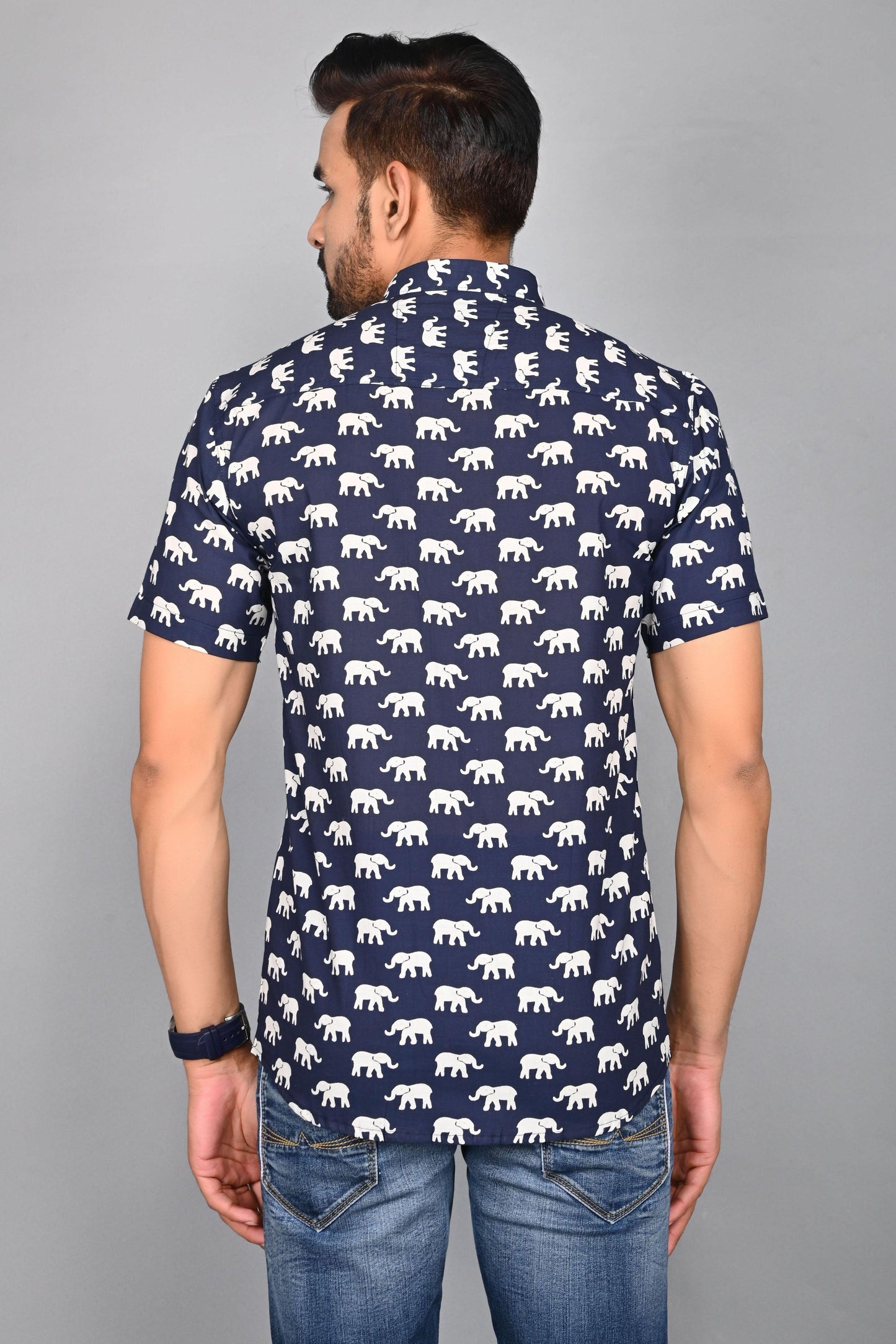 Men's Printed Elephant Half-Sleeves shirts