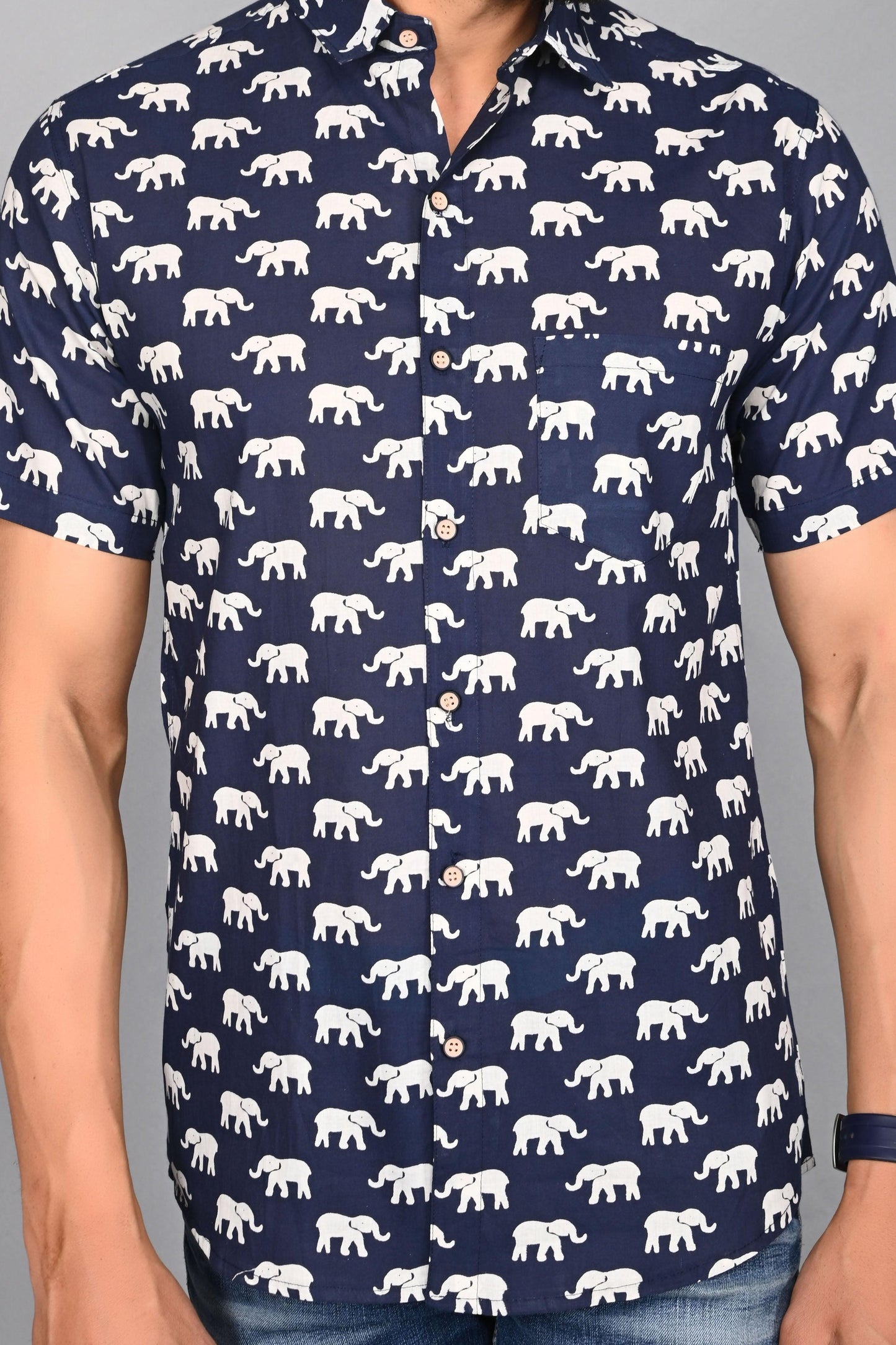 Men's Printed Elephant Half-Sleeves shirts