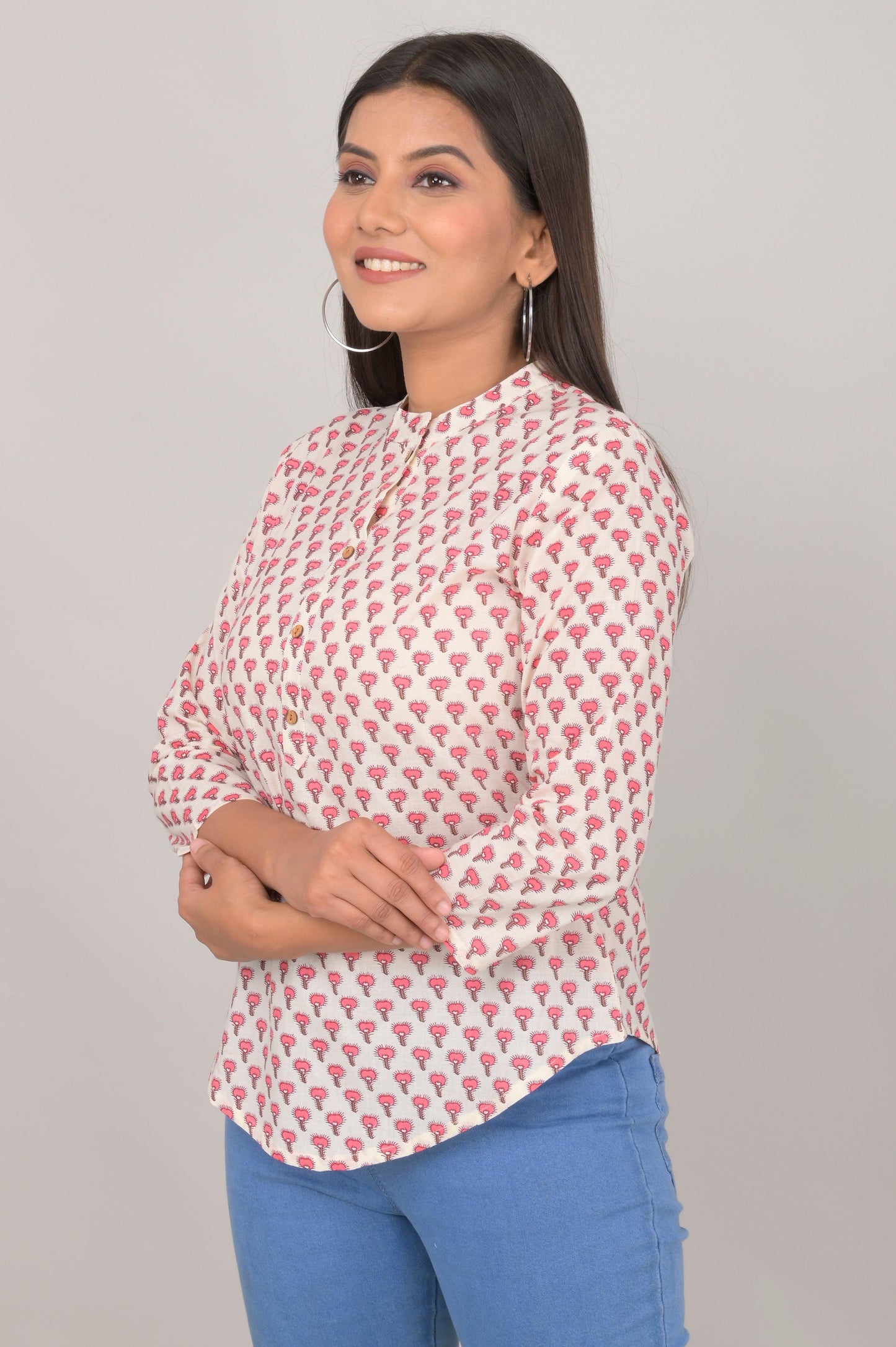 Women's Ethnic Buti Printed Cotton Kurta