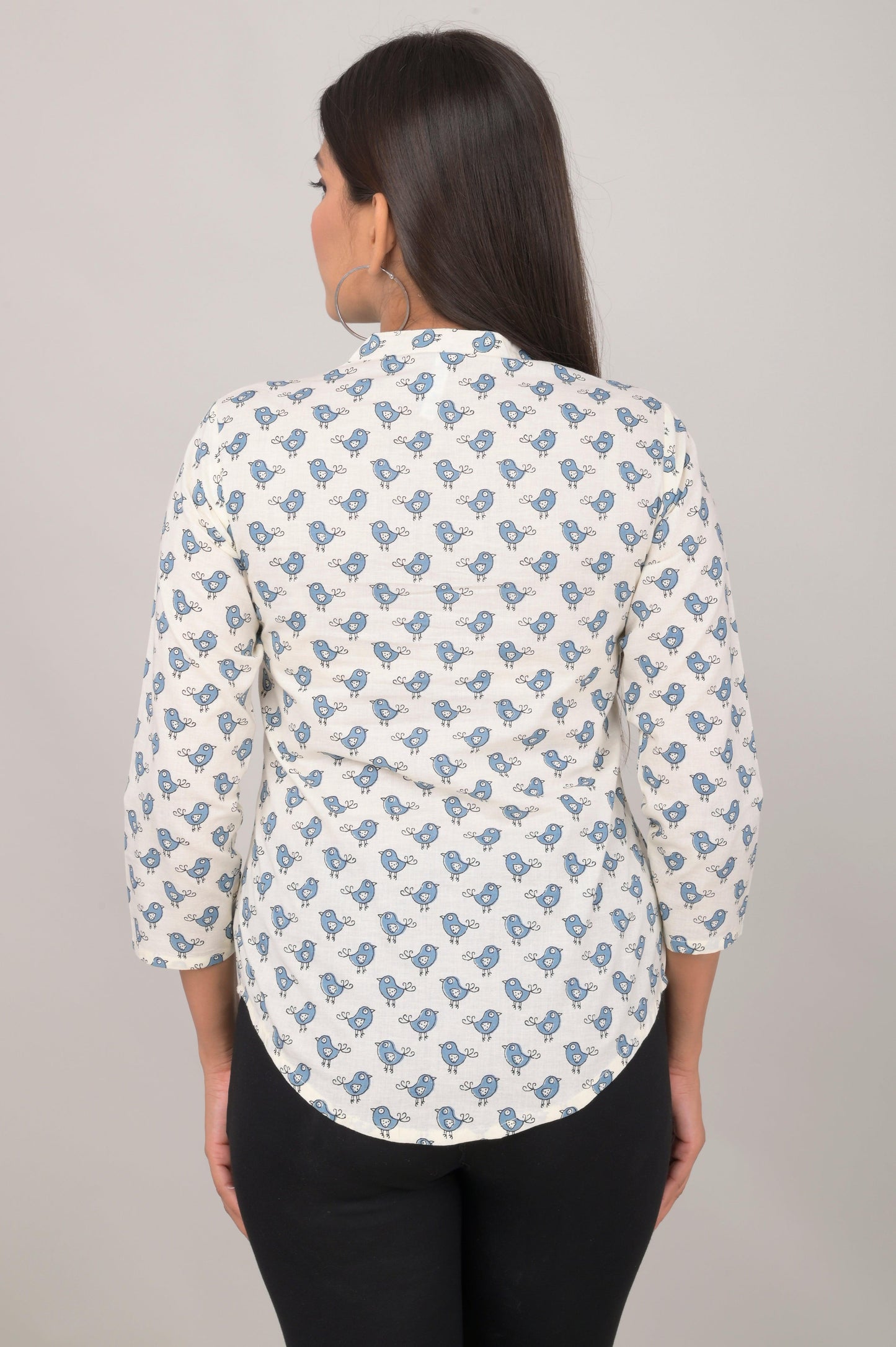 Women's Ethnic Birds Printed Cotton Kurta