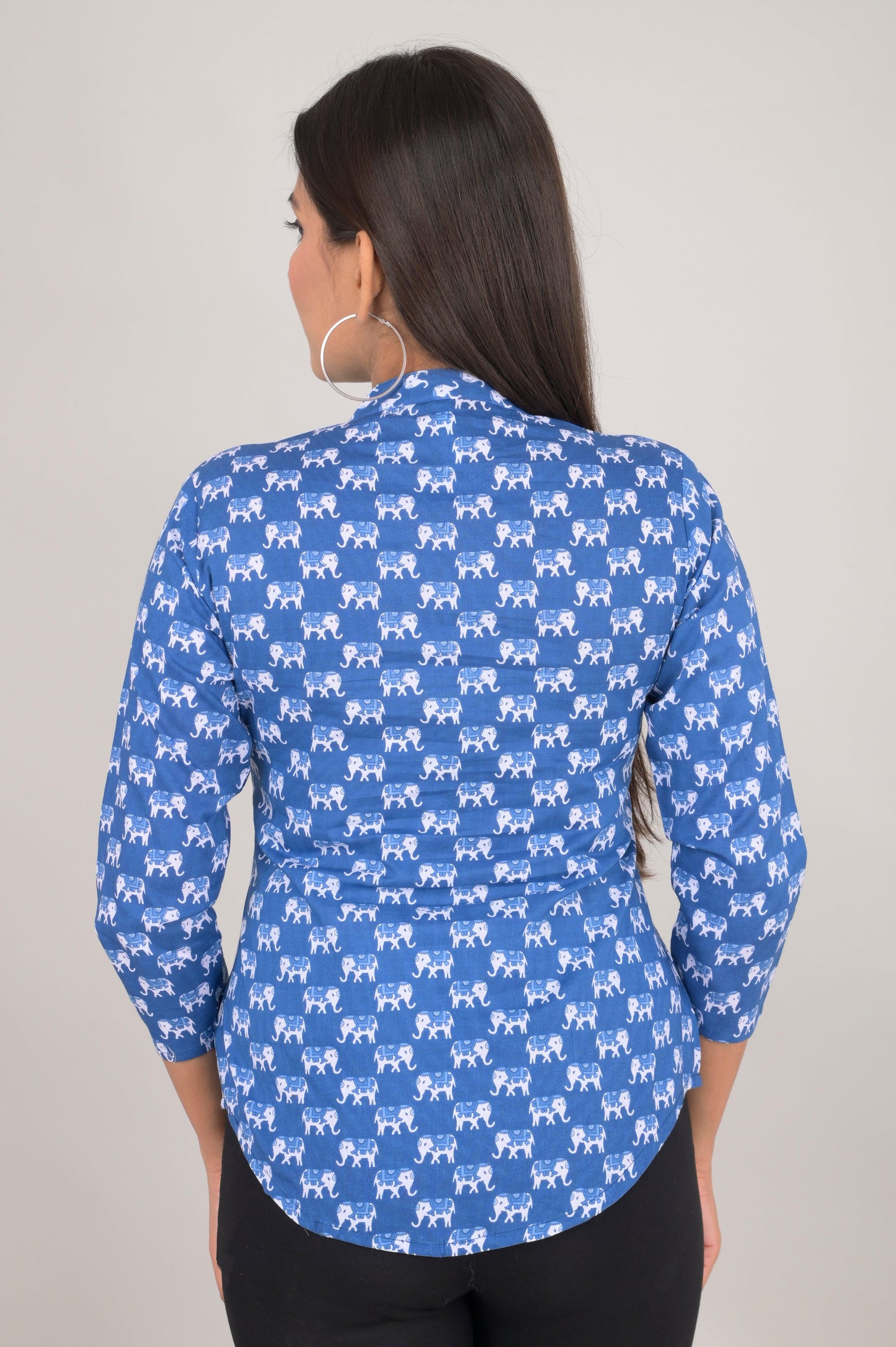 Women's Ethnic Elephant Printed Cotton Kurta