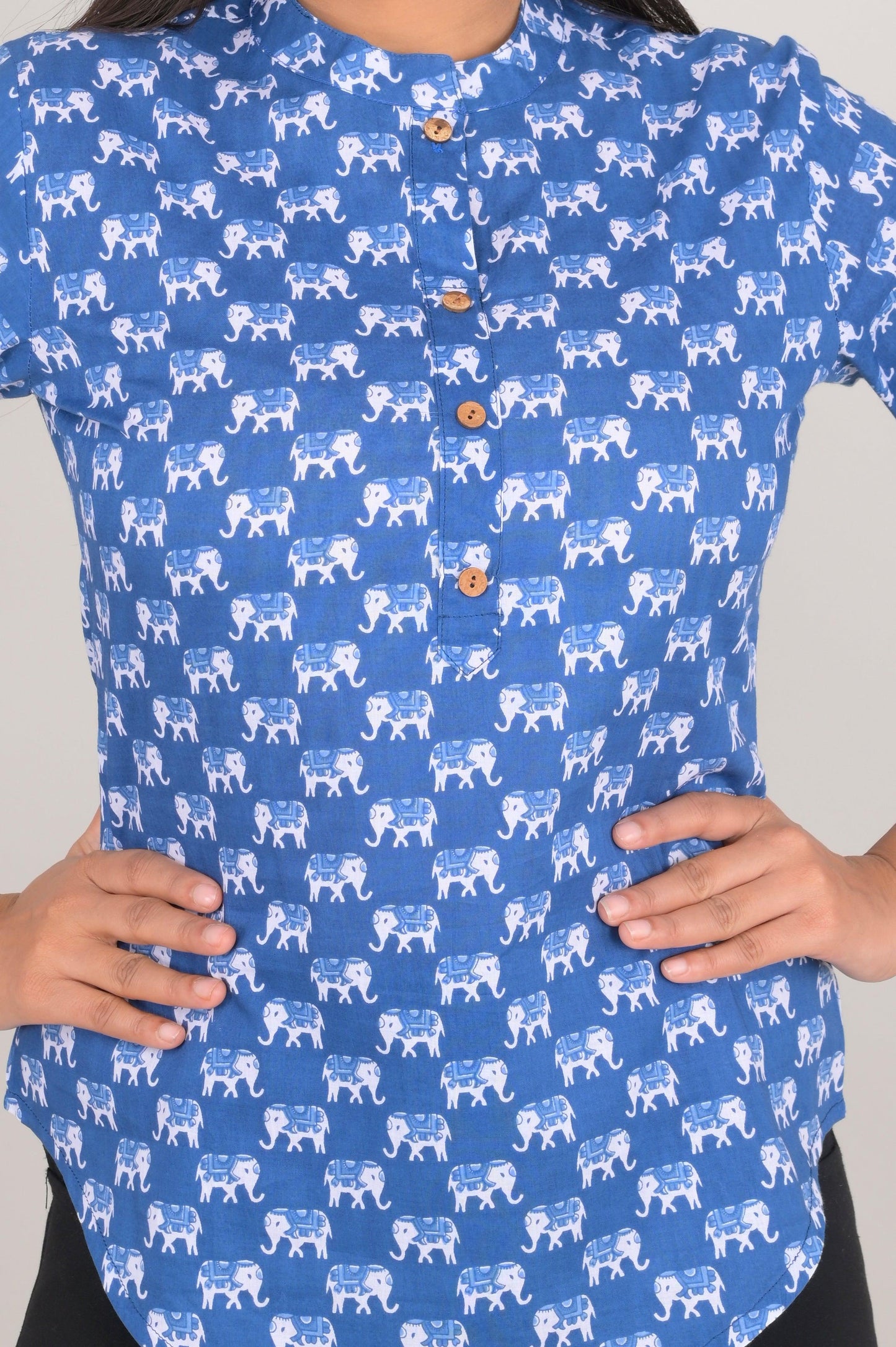 Women's Ethnic Elephant Printed Cotton Kurta