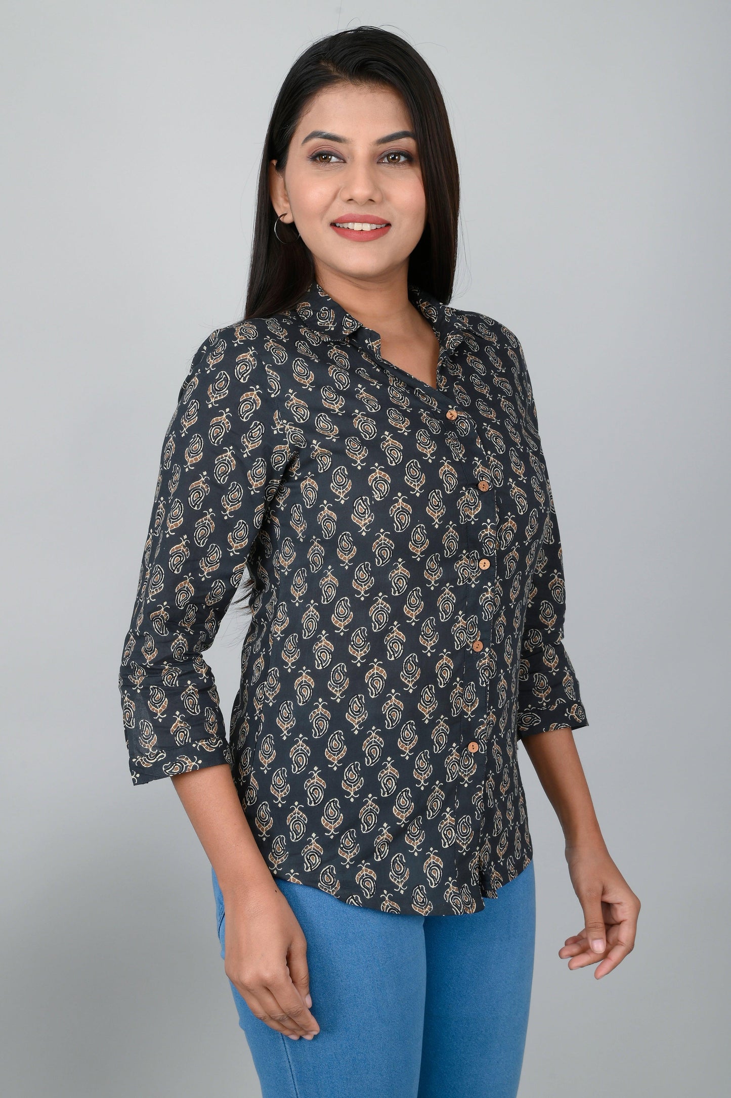 Women's Ethnic Buti Printed Shirts