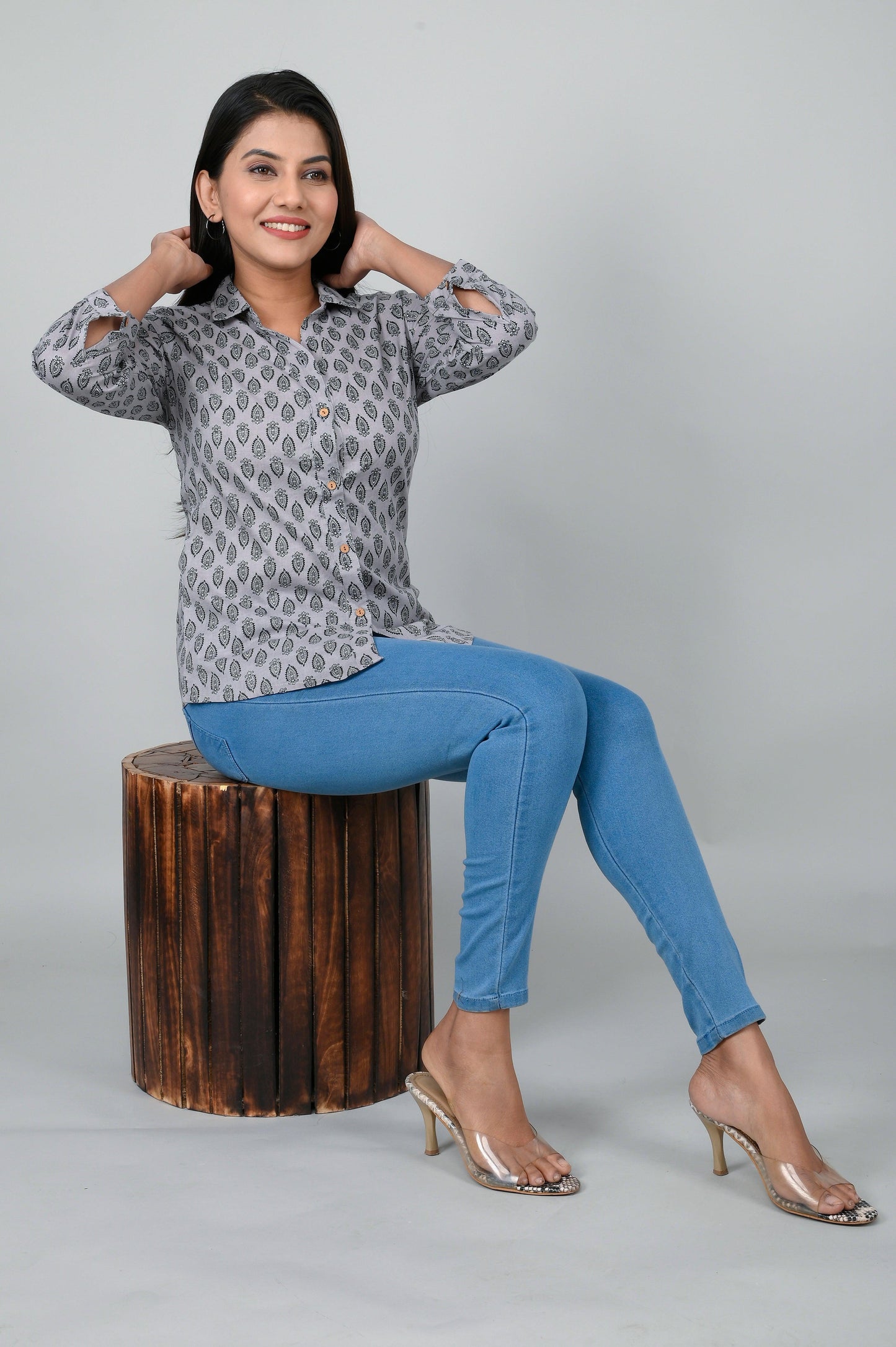 Women's Ethnic Buti Printed Shirts
