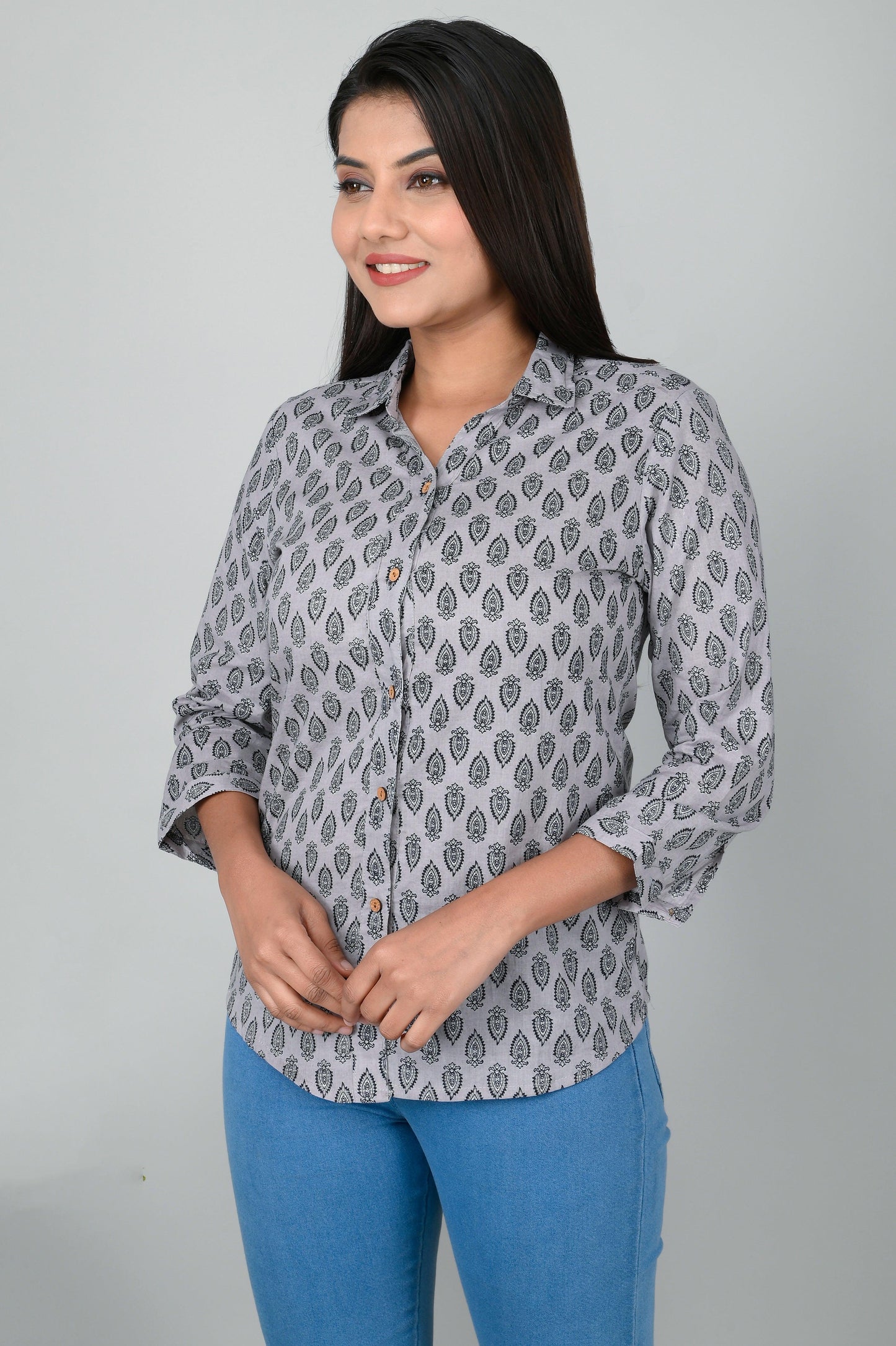 Women's Ethnic Buti Printed Shirts