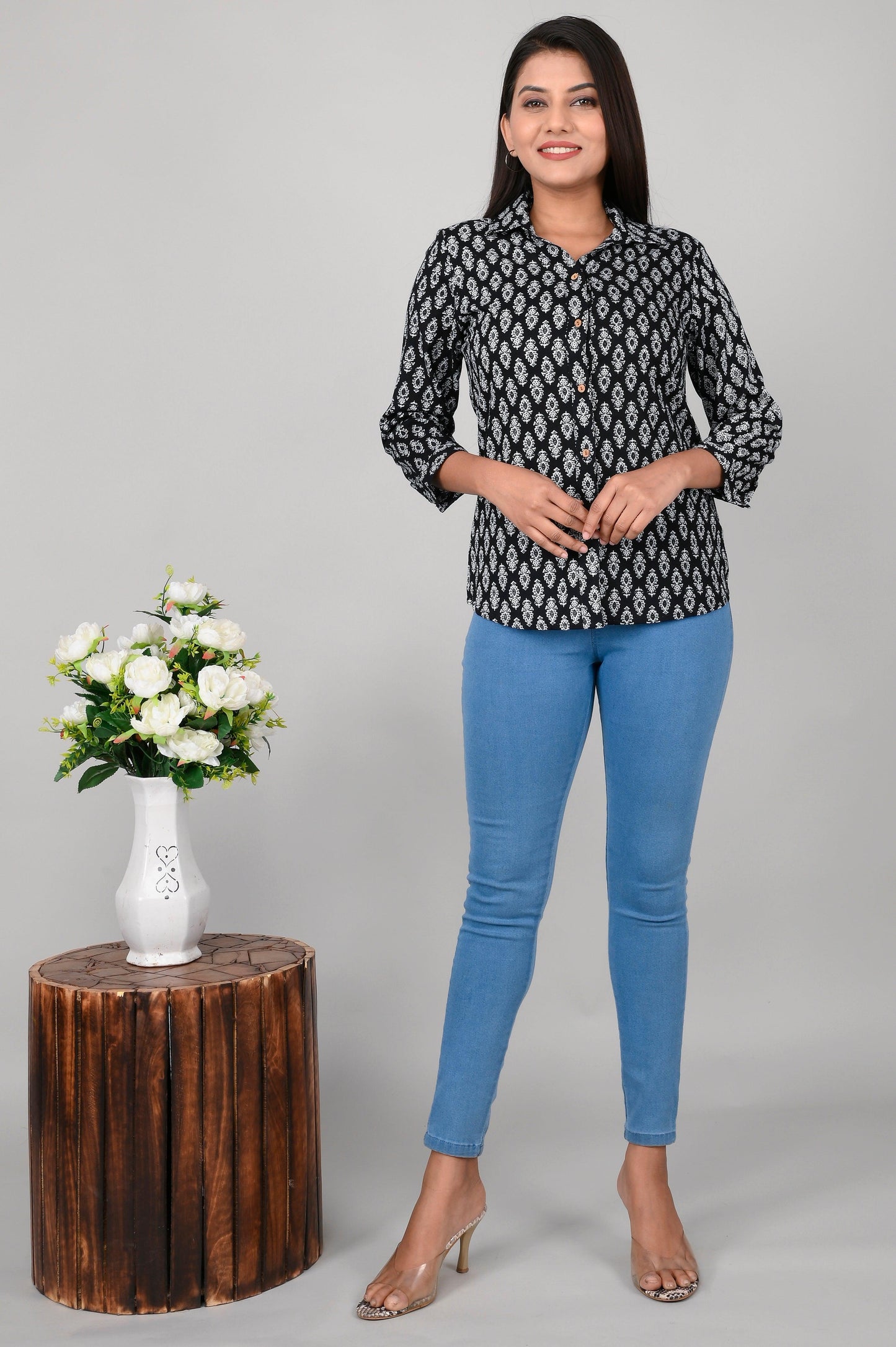 Women's Ethnic Buti Printed Shirts