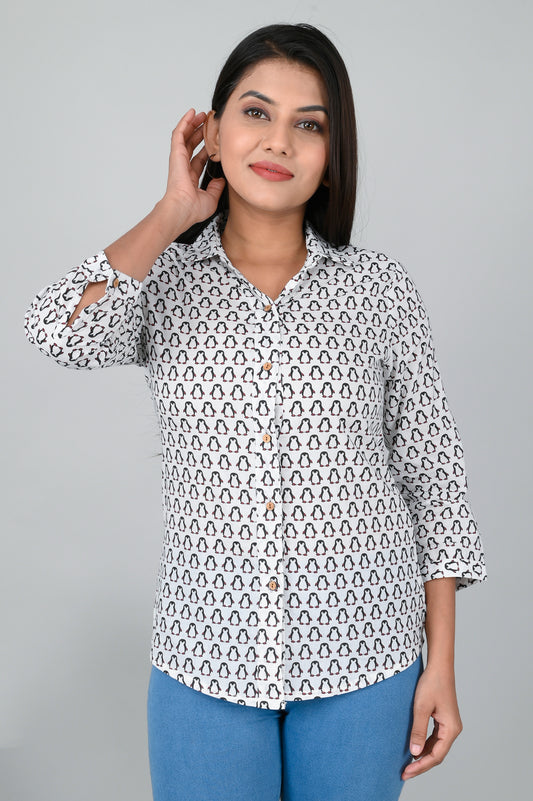 Women's Ethnic Penguin  Printed Shirts