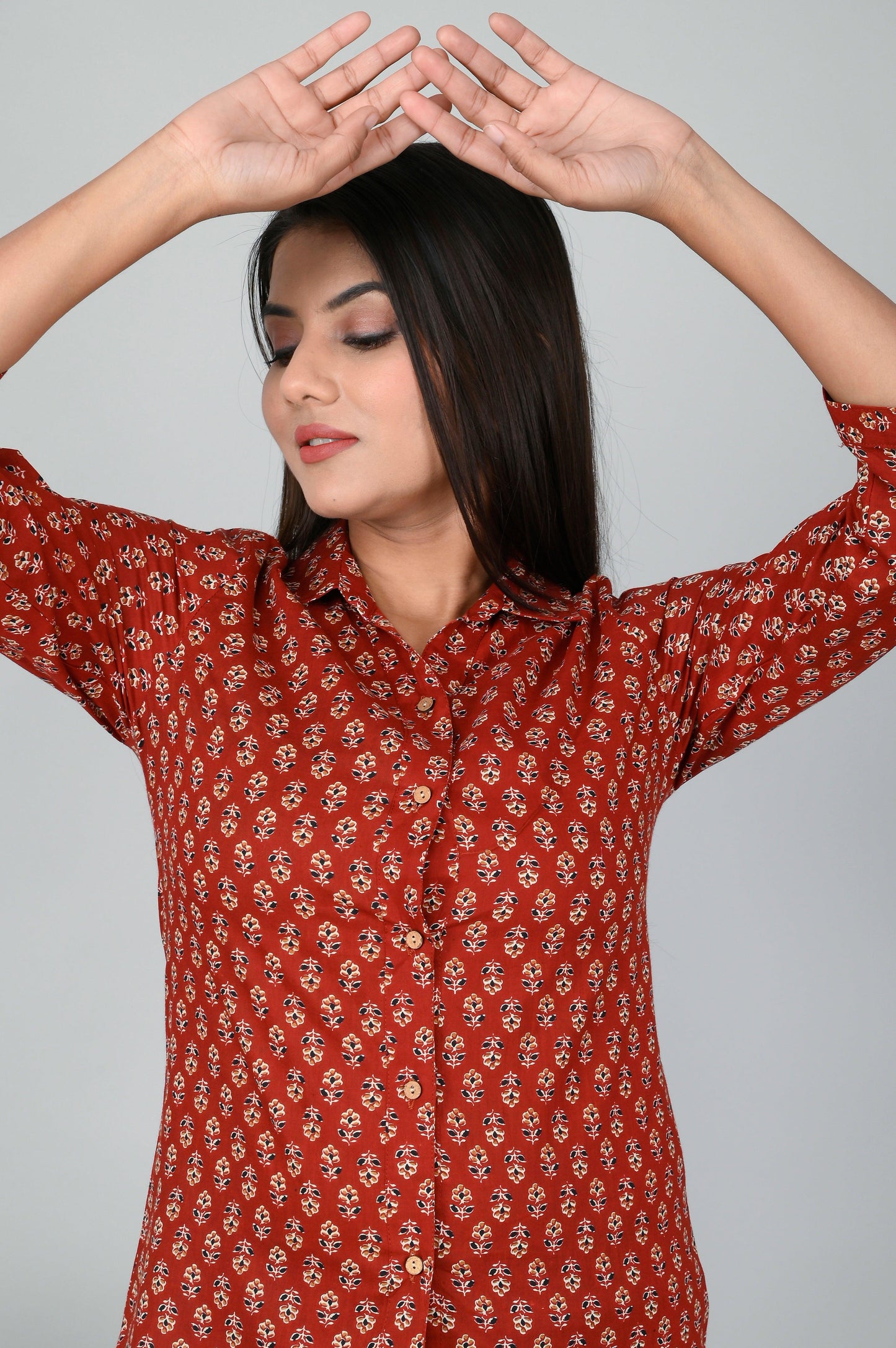 Women's Ethnic Buti Printed Shirts