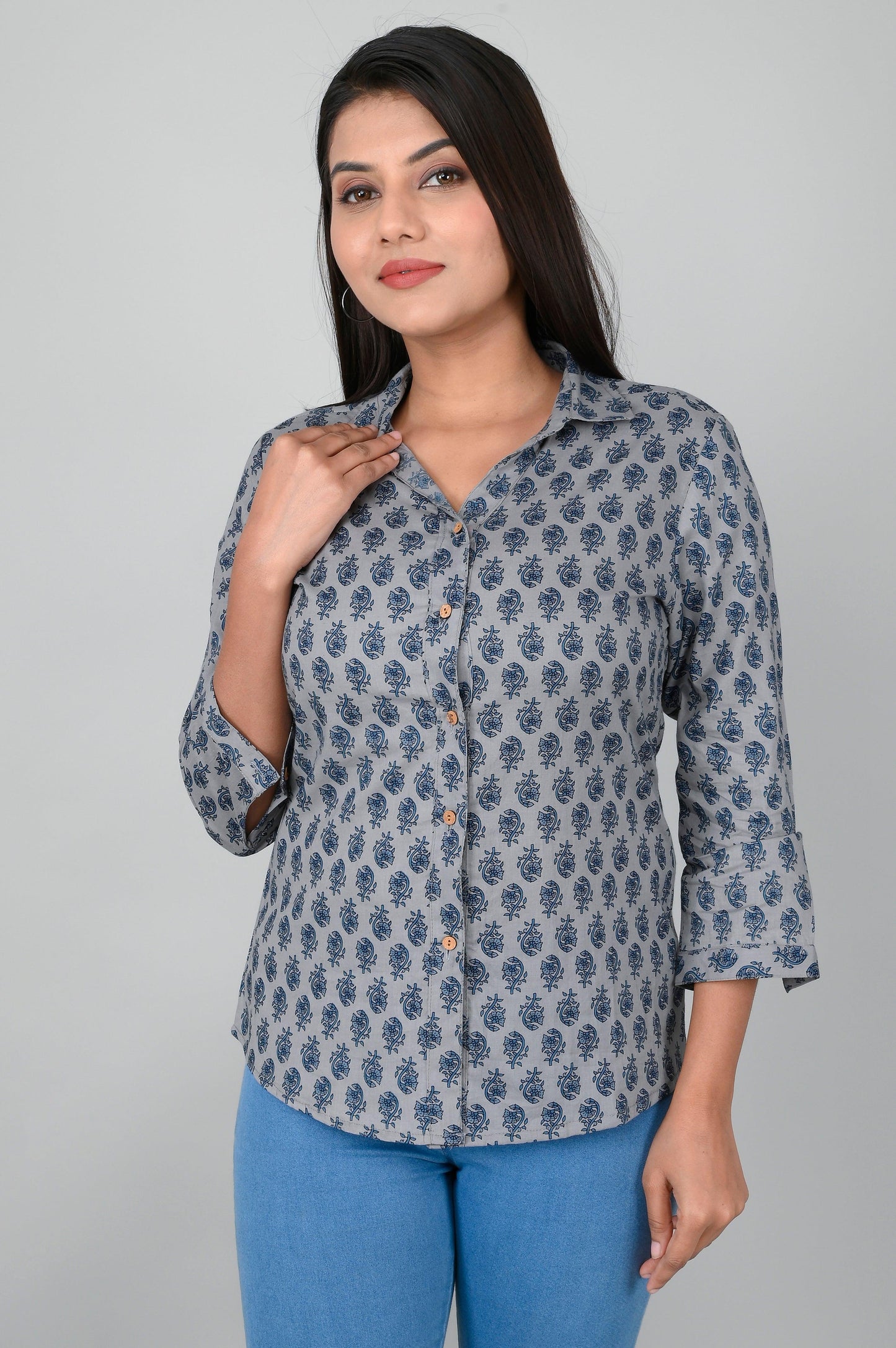 Women's Ethnic Buti Printed Shirts