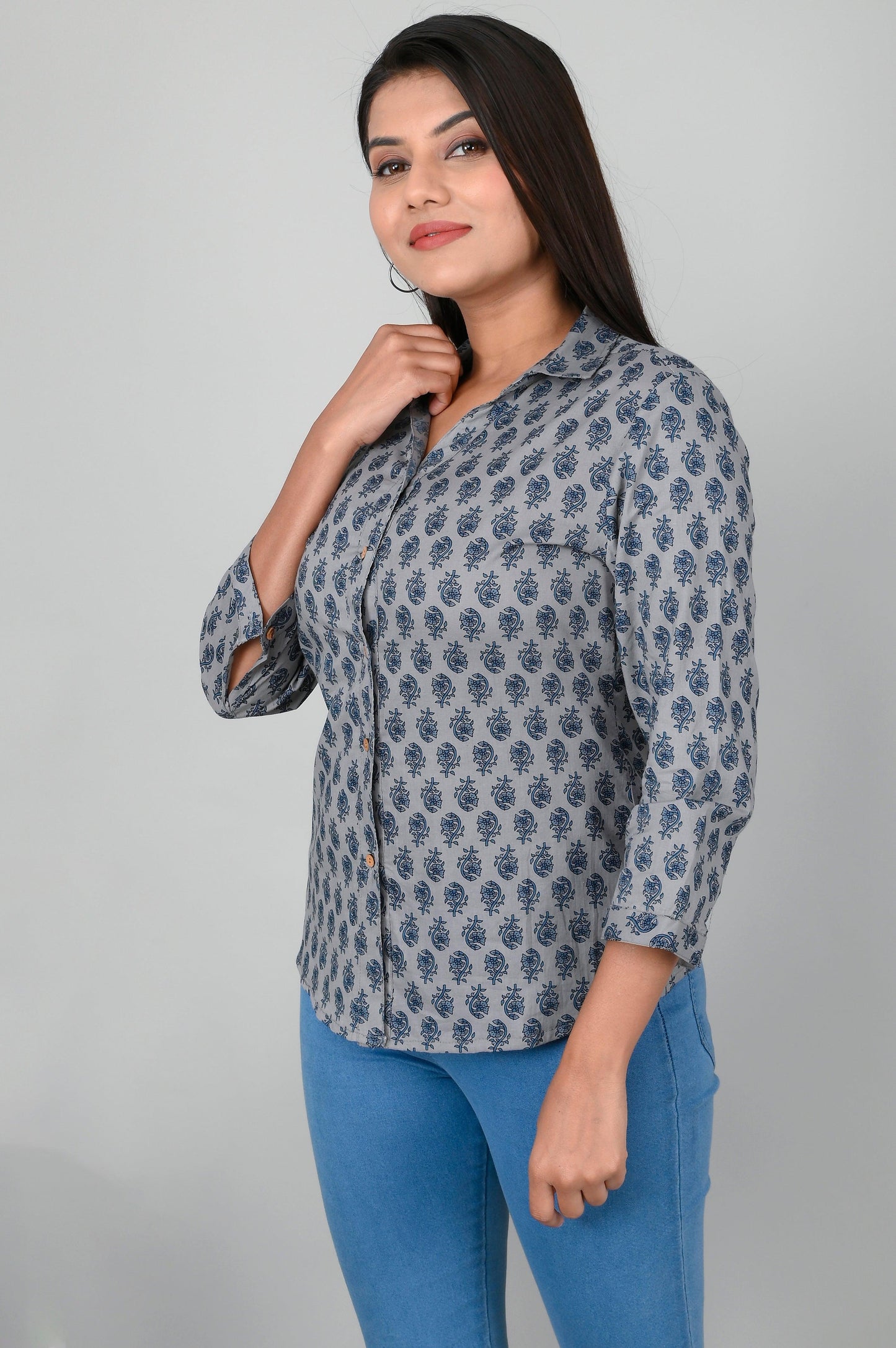 Women's Ethnic Buti Printed Shirts