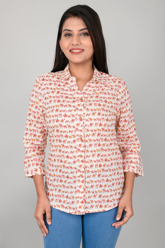 Women's Ethnic Camel Printed Shirts