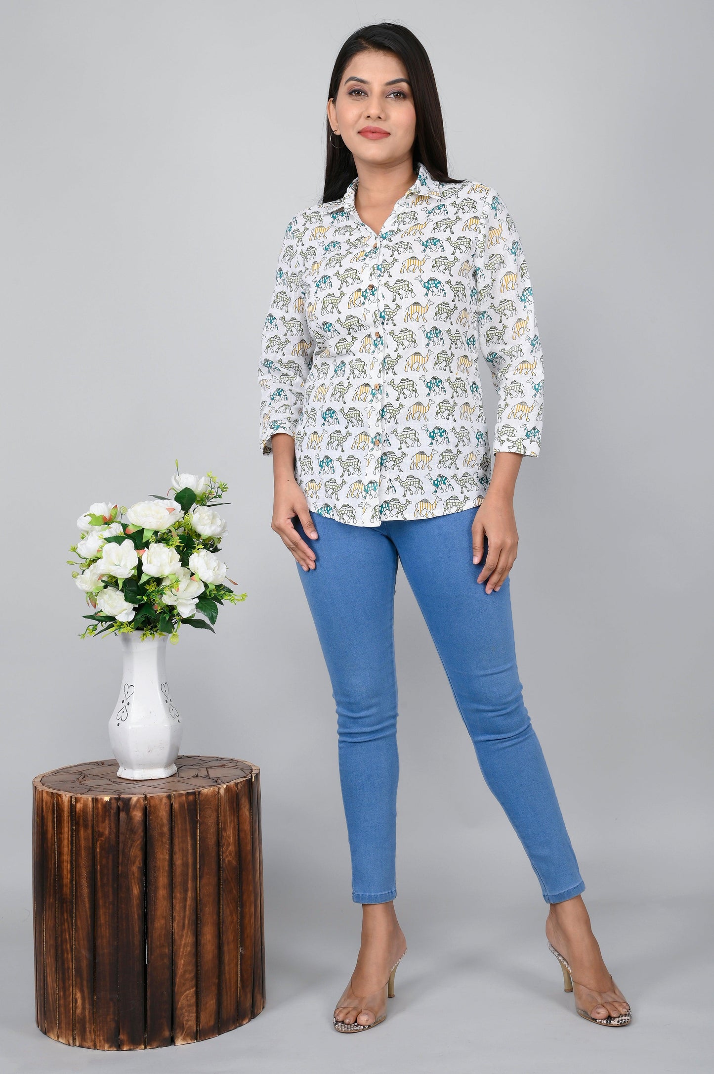Women's Ethnic Camel Printed Shirts